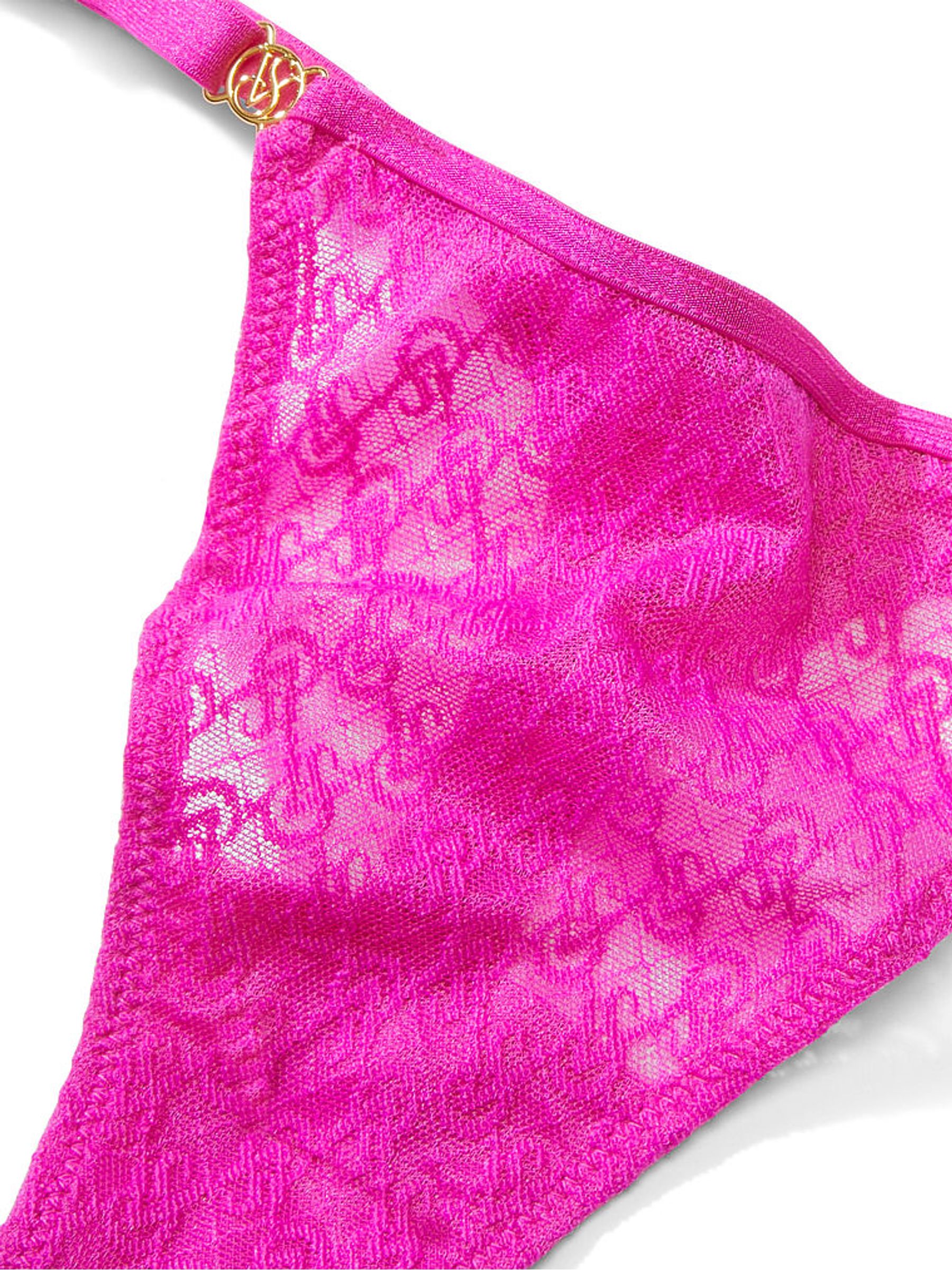 Fuchsia Frenzy Pink Lace Thong Icon Knickers - Image 4 of 4