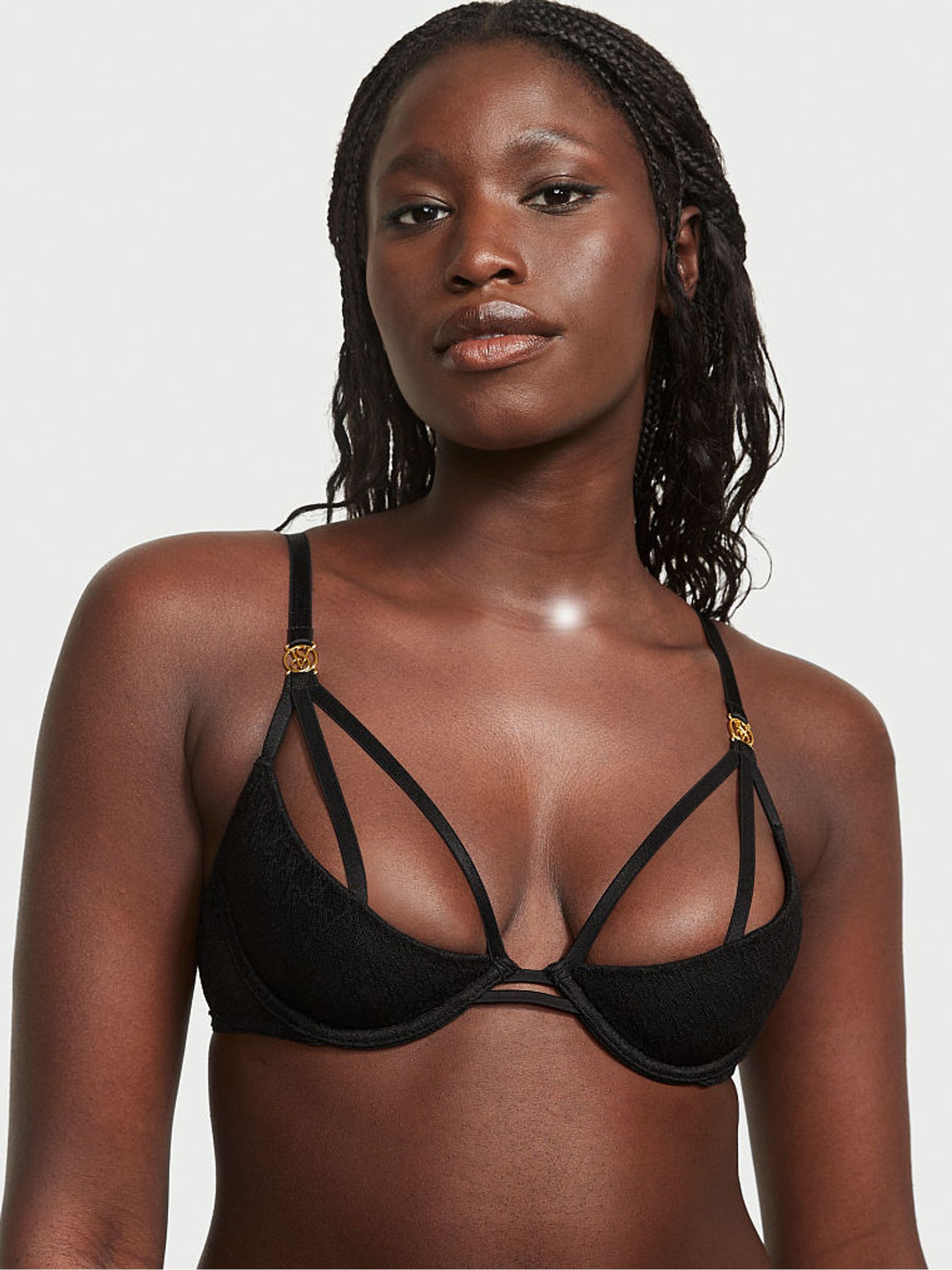 Black Lace Icon Open Cup Demi Bra - Image 1 of 4