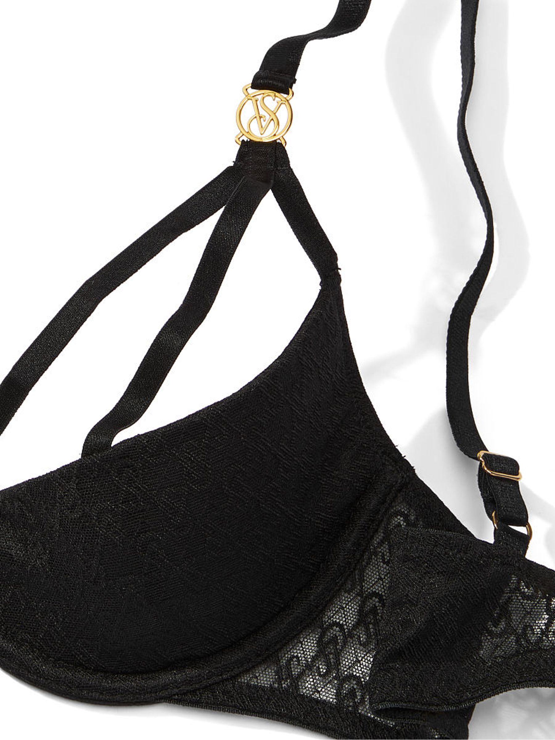 Black Lace Icon Open Cup Demi Bra - Image 4 of 4