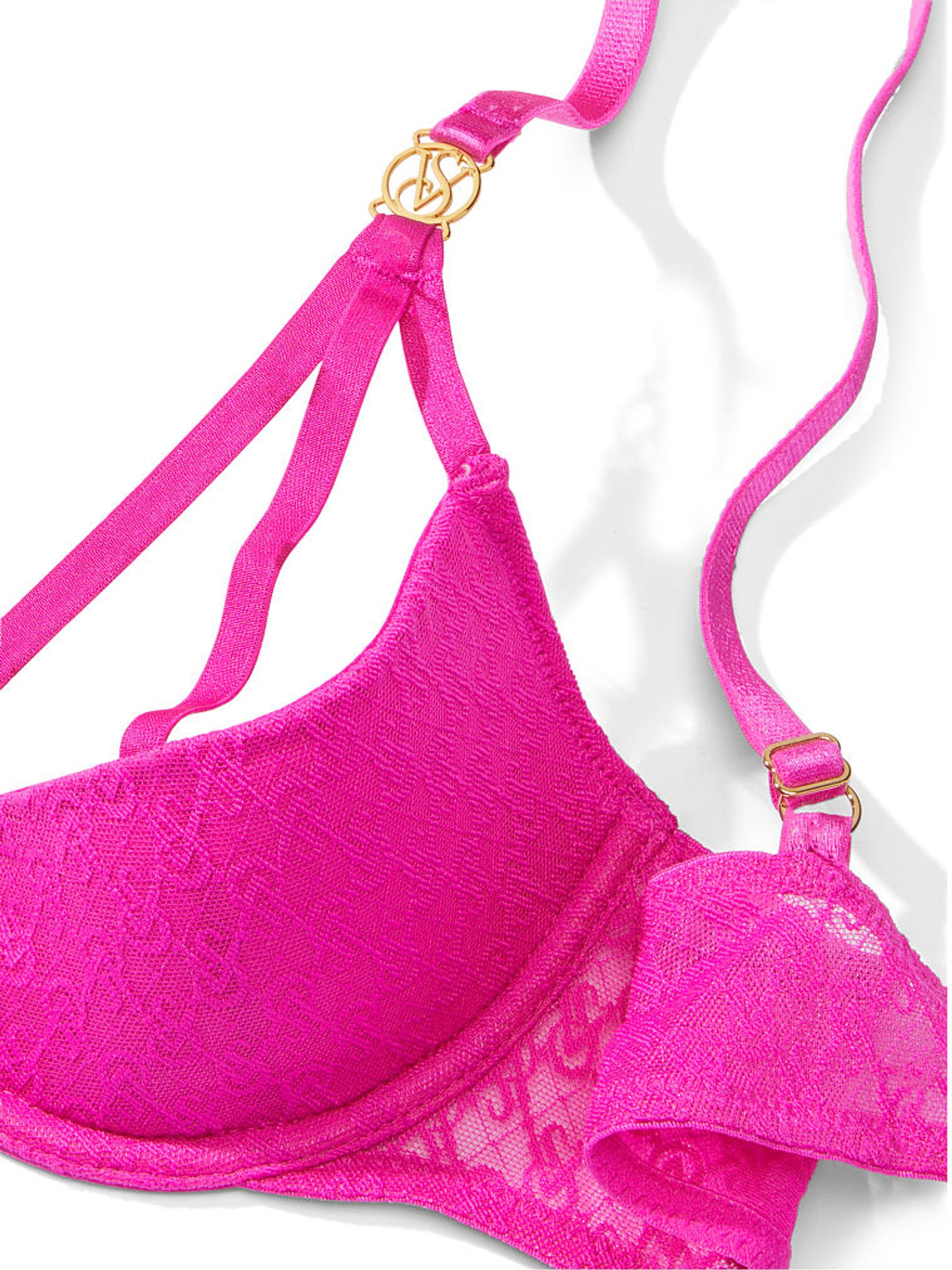 Fuchsia Frenzy Pink Lace Icon Open Cup Demi Bra - Image 4 of 4