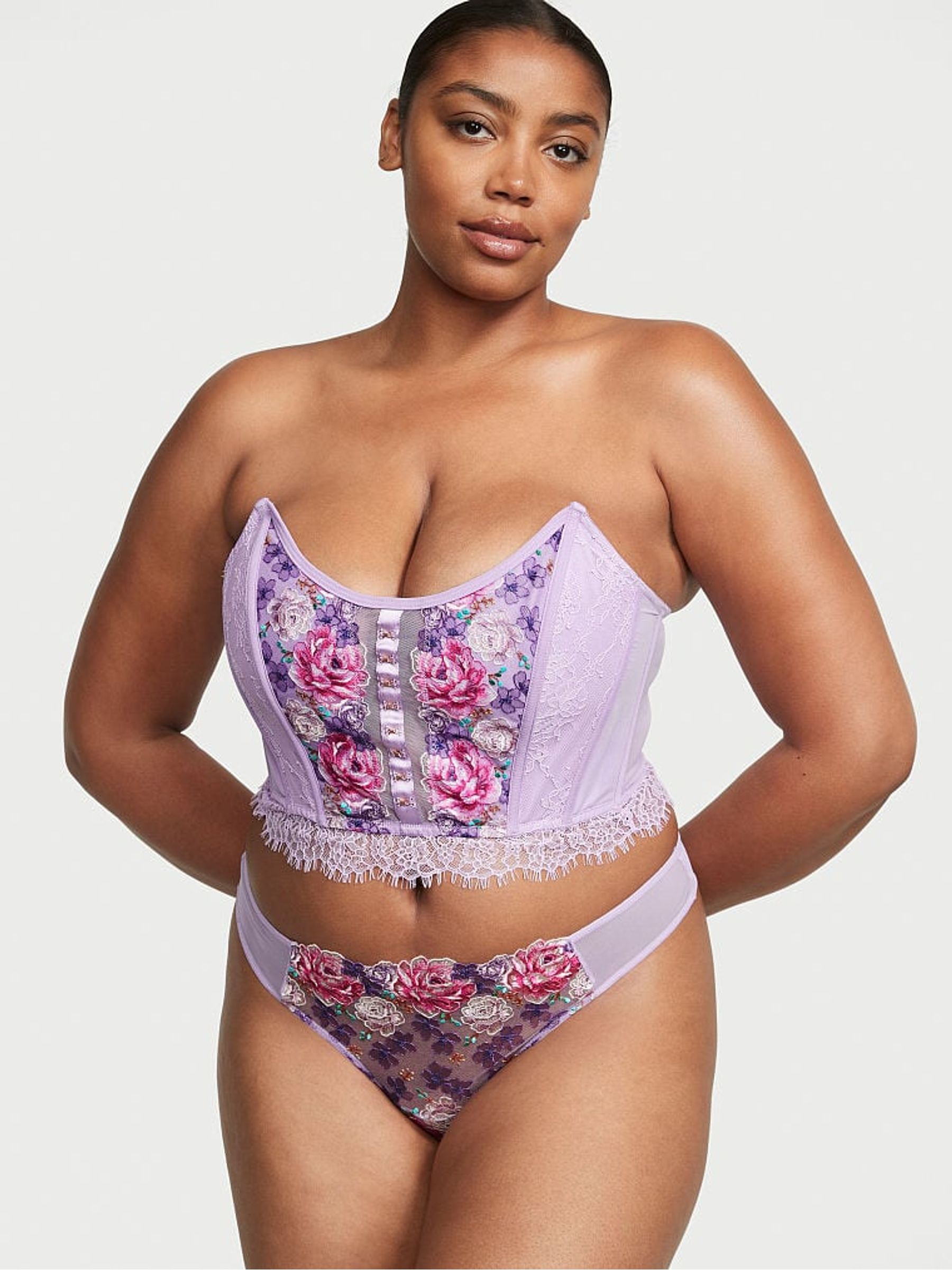 Jasmine Purple Embroidered Corset Strapless Corset Top - Image 2 of 5