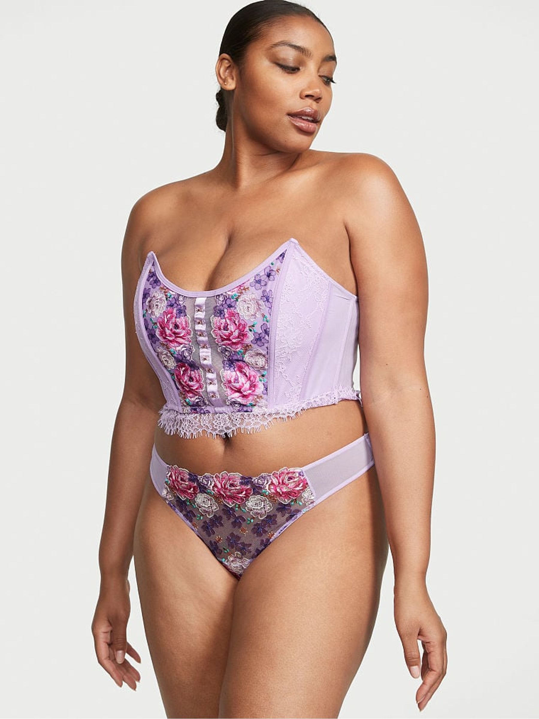 Jasmine Purple Embroidered Corset Strapless Corset Top - Image 4 of 5