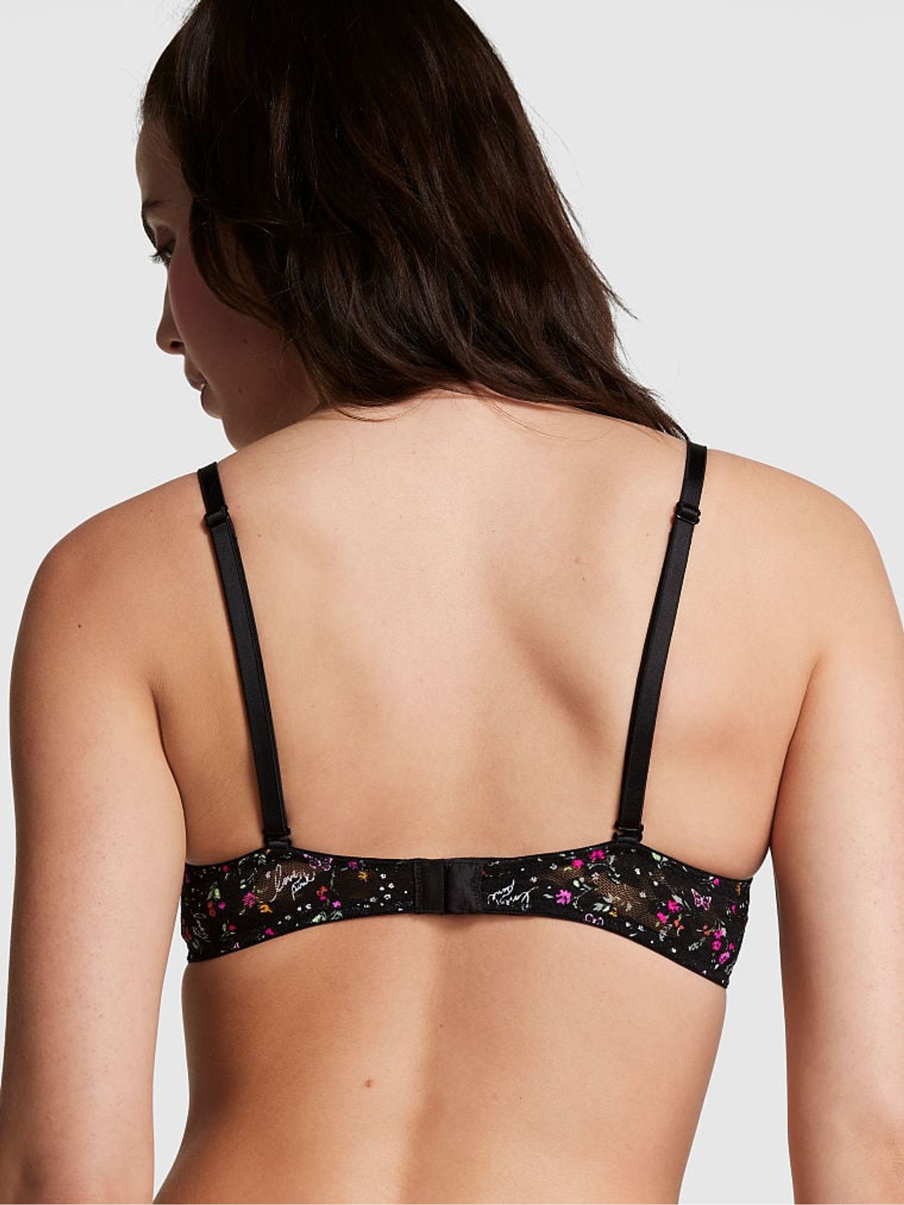 Pure Black Floral Smooth Lightly Lined Bra - Image 2 of 3
