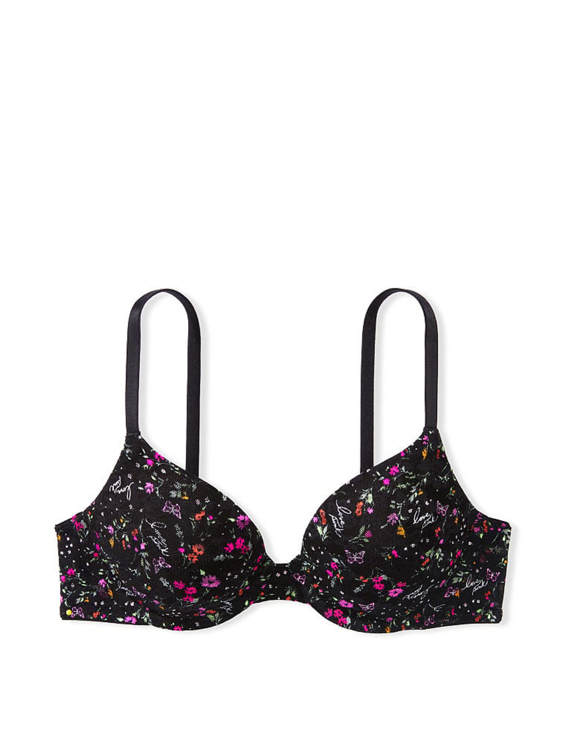 Pure Black Floral Smooth Lightly Lined Bra - Image 3 of 3