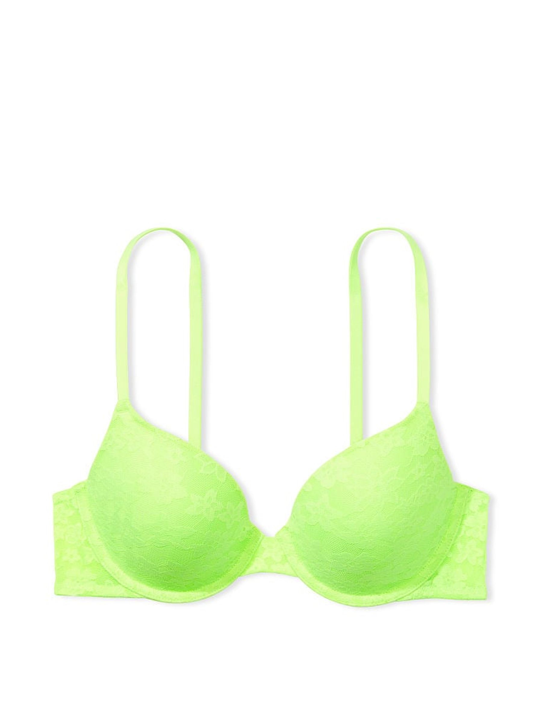 Lime Green Floral Lace Lightly Lined Bra - Image 3 of 3