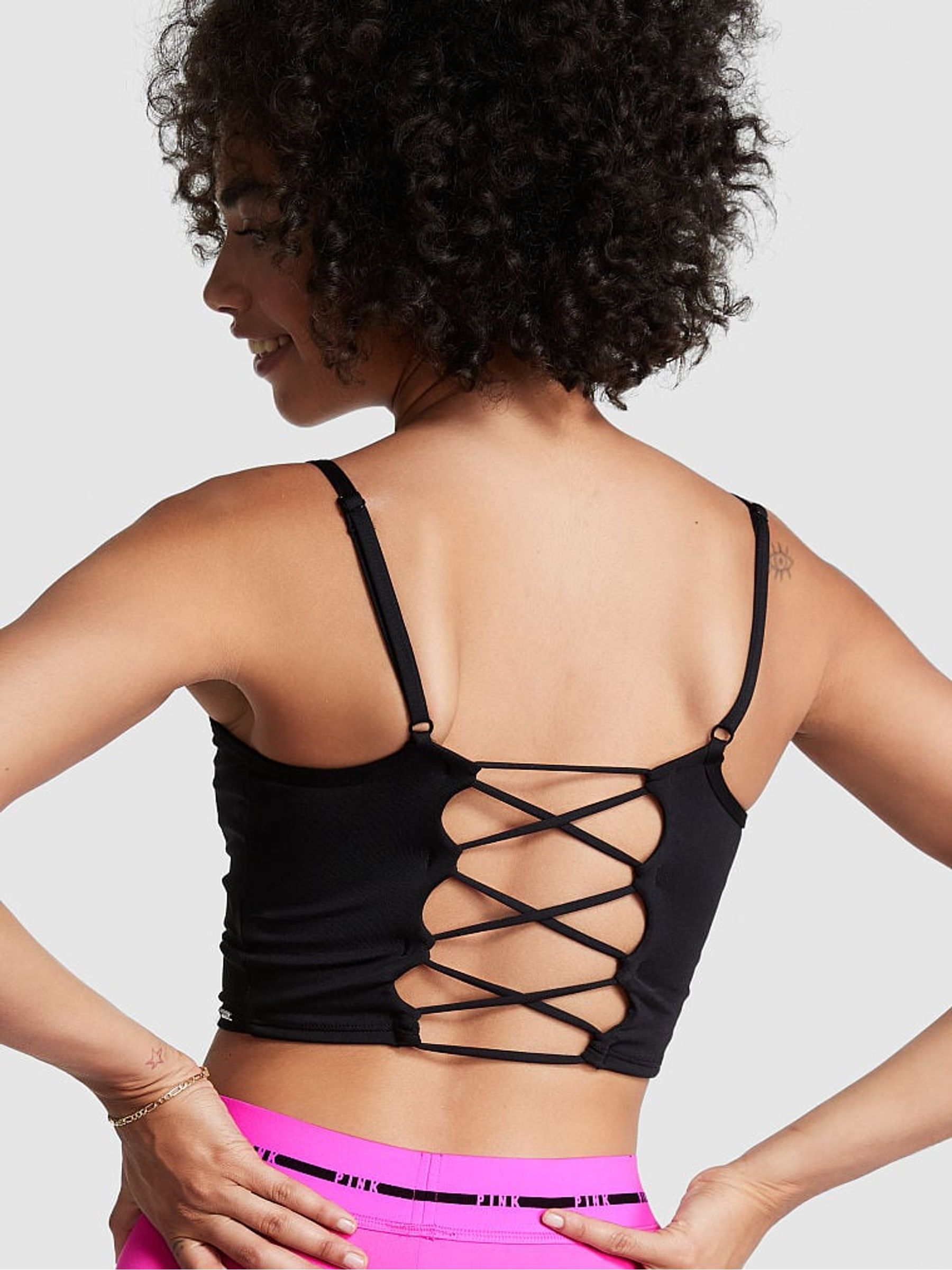 Pure Black Lightly Lined Sports Bra - Image 2 of 4