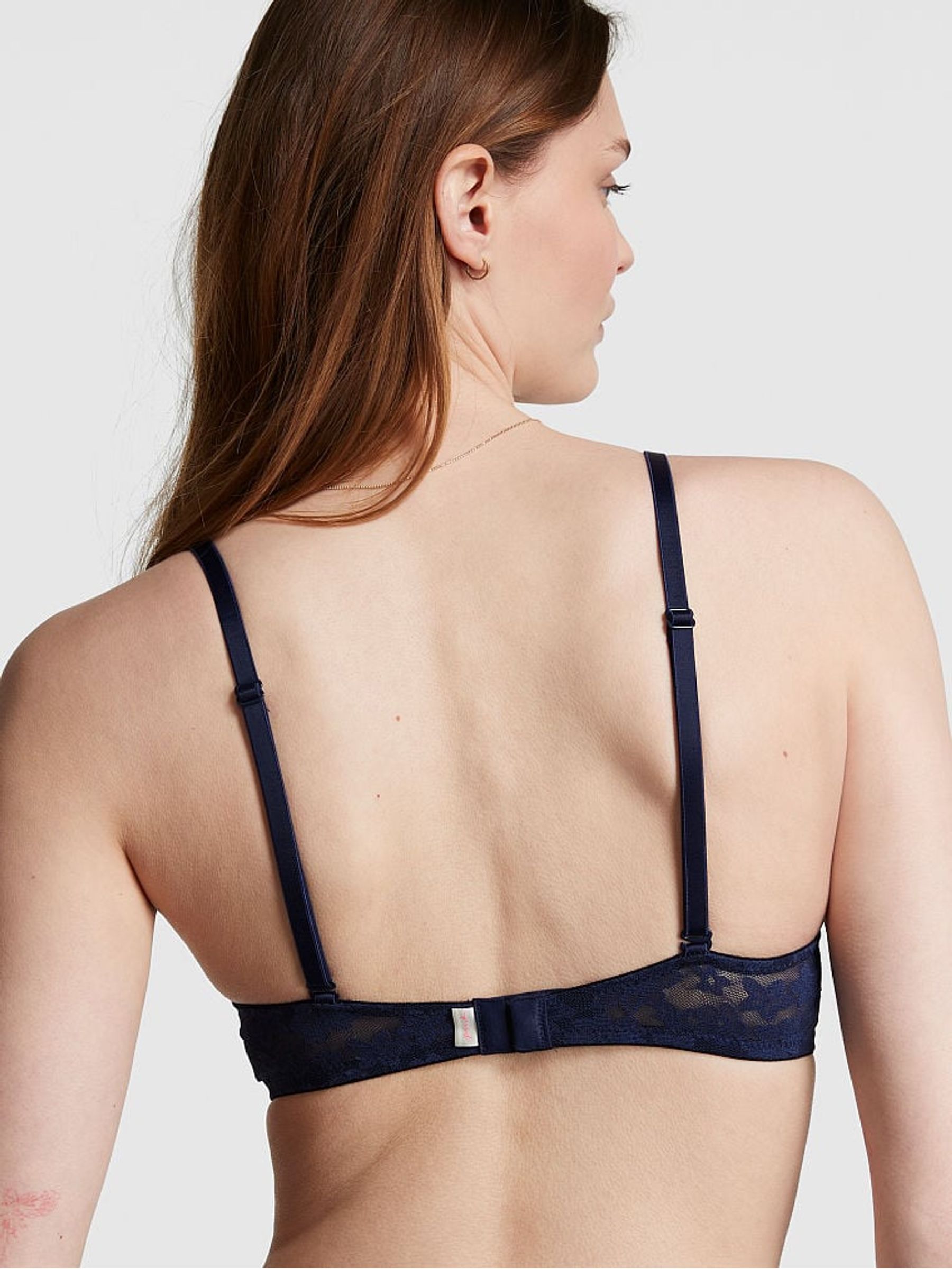 Midnight Navy Blue Floral Lace Lightly Lined Bra - Image 2 of 4