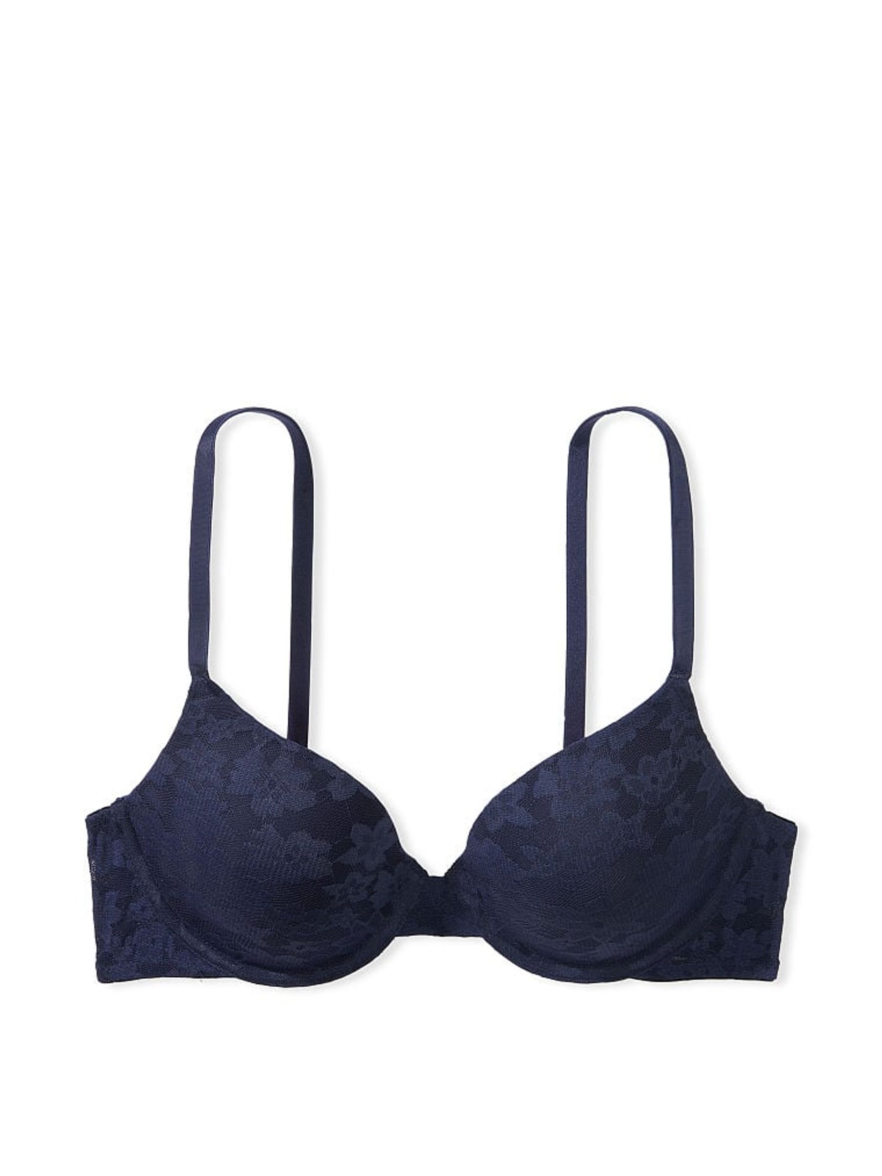 Midnight Navy Blue Floral Lace Lightly Lined Bra - Image 3 of 4