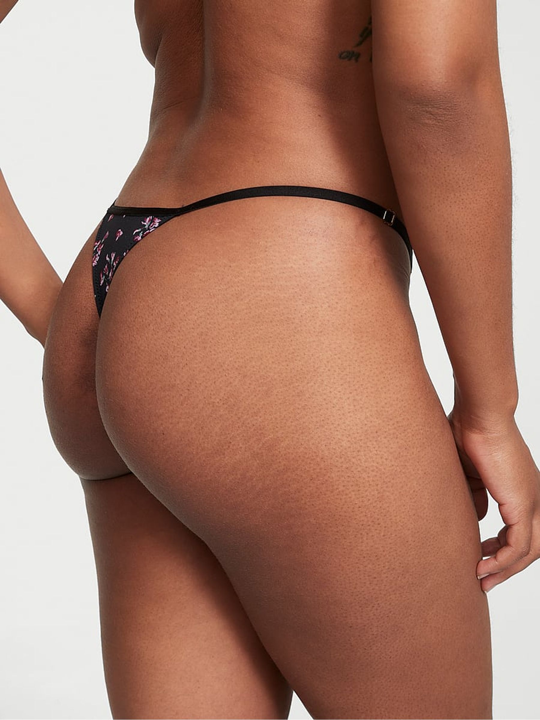 Black Floral Thong Knickers - Image 2 of 4