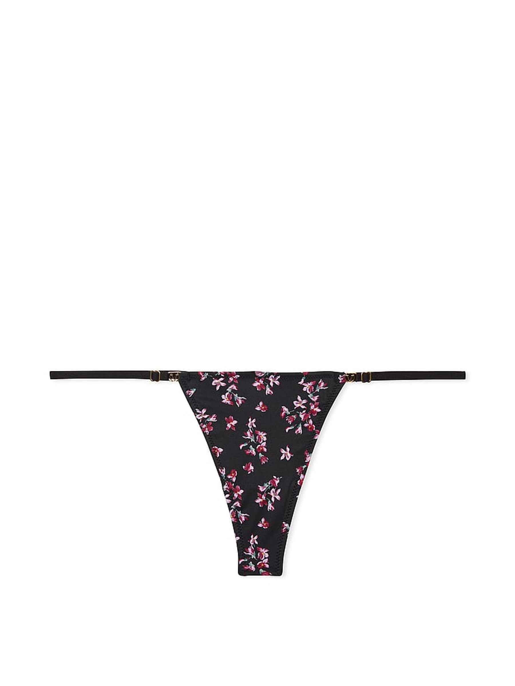 Black Floral Thong Knickers - Image 3 of 4