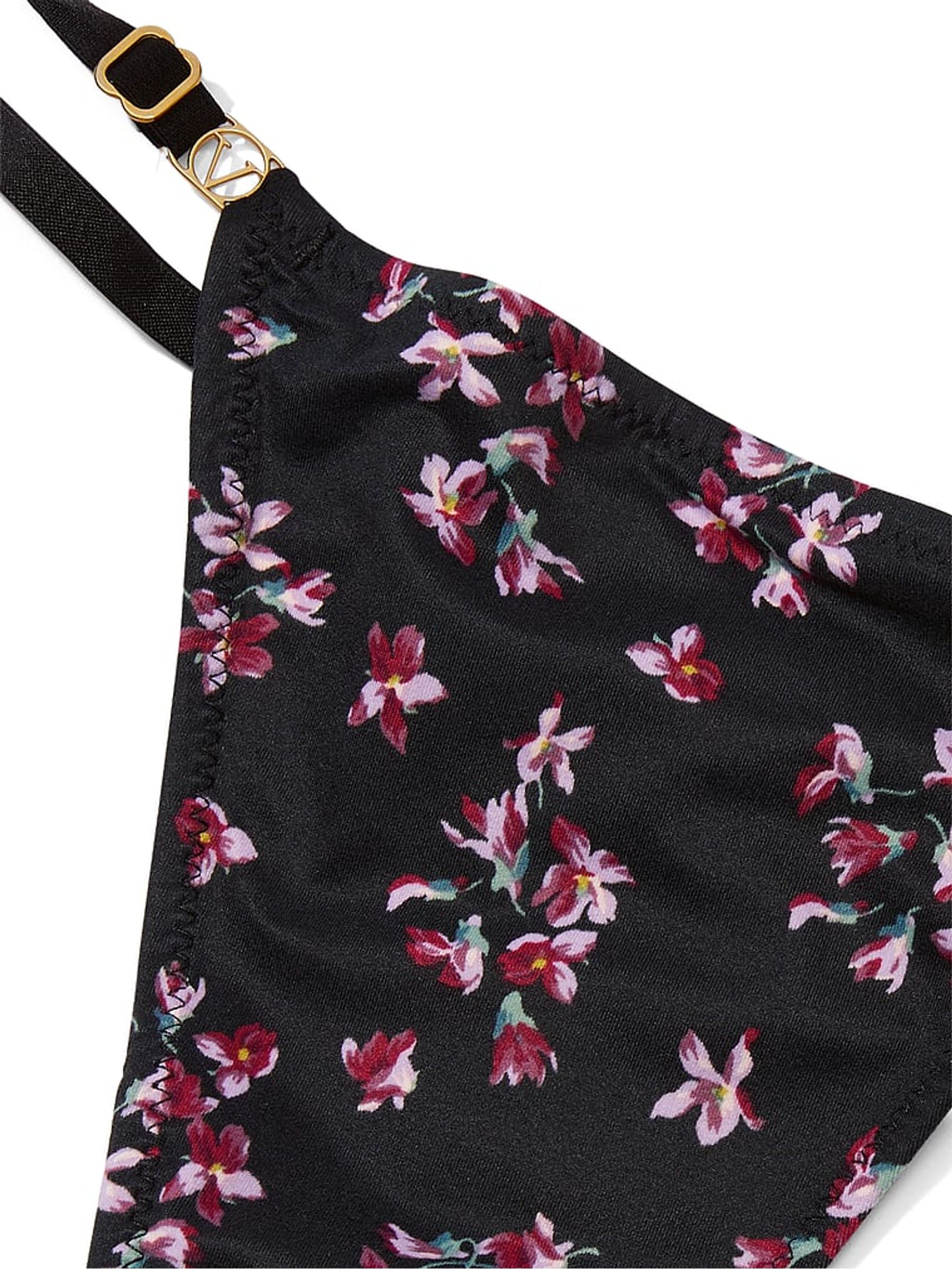 Black Floral Thong Knickers - Image 4 of 4