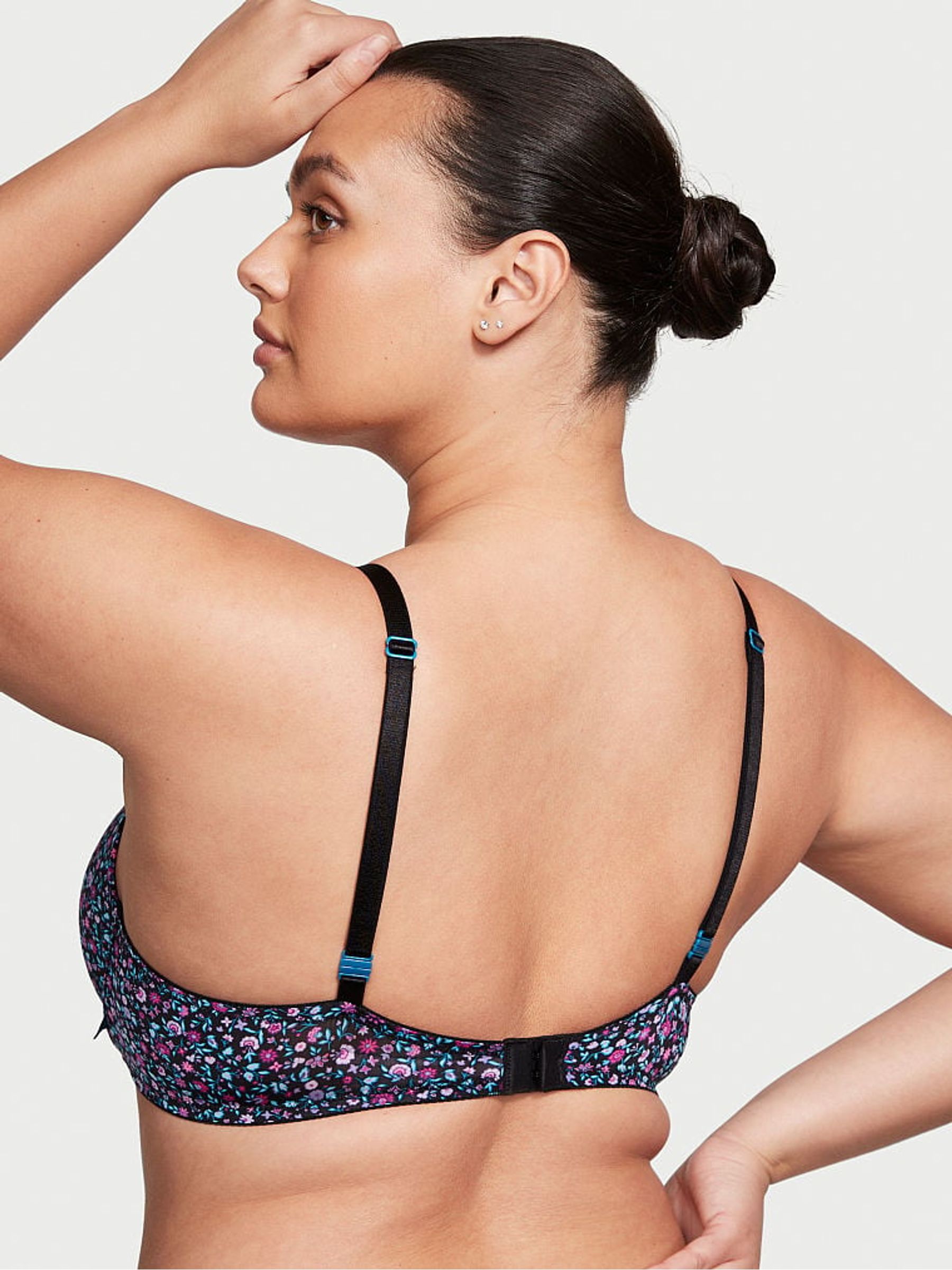 Black Ditsy Floral Print Push Up Bra - Image 2 of 3
