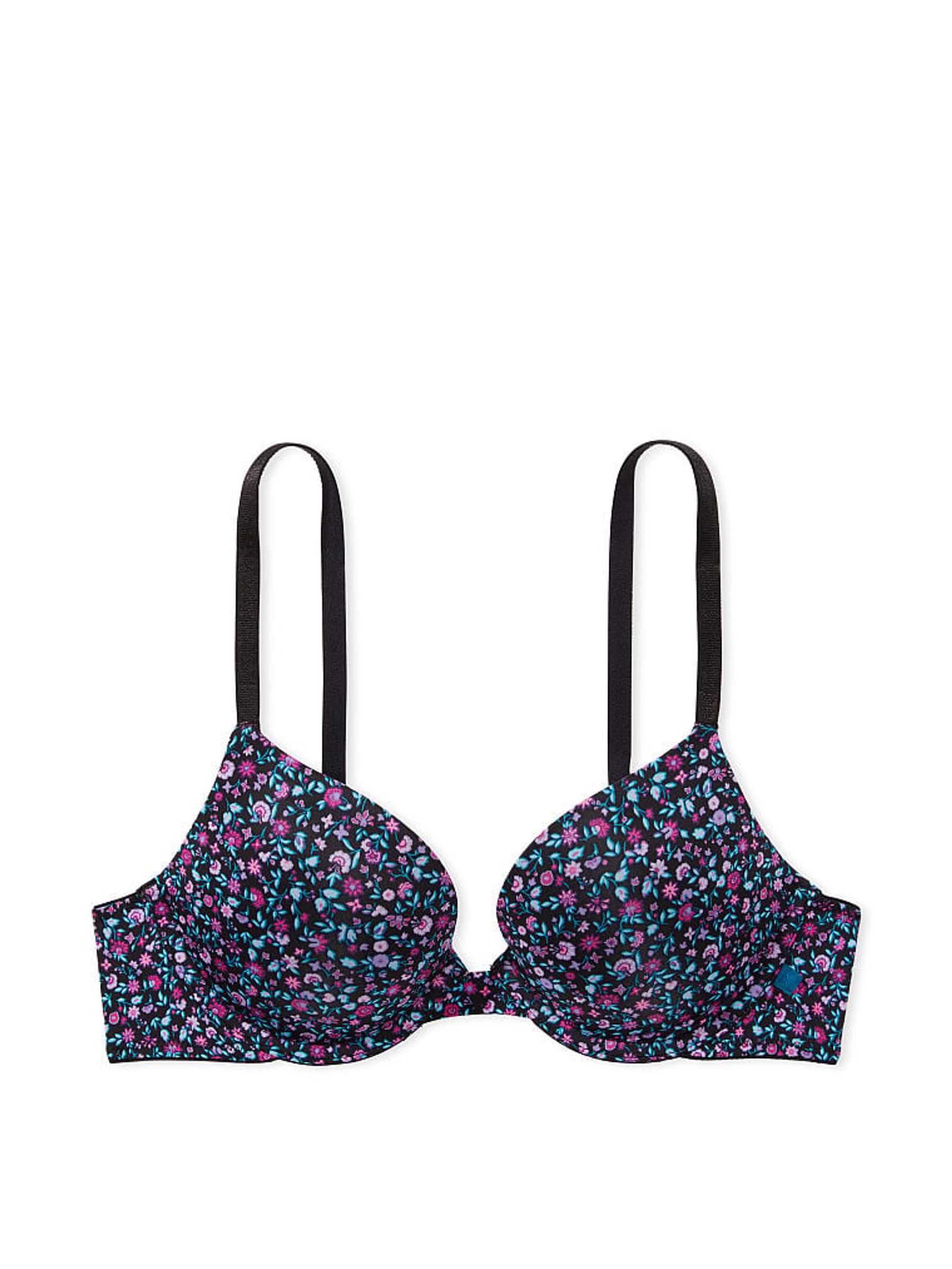 Black Ditsy Floral Print Push Up Bra - Image 3 of 3