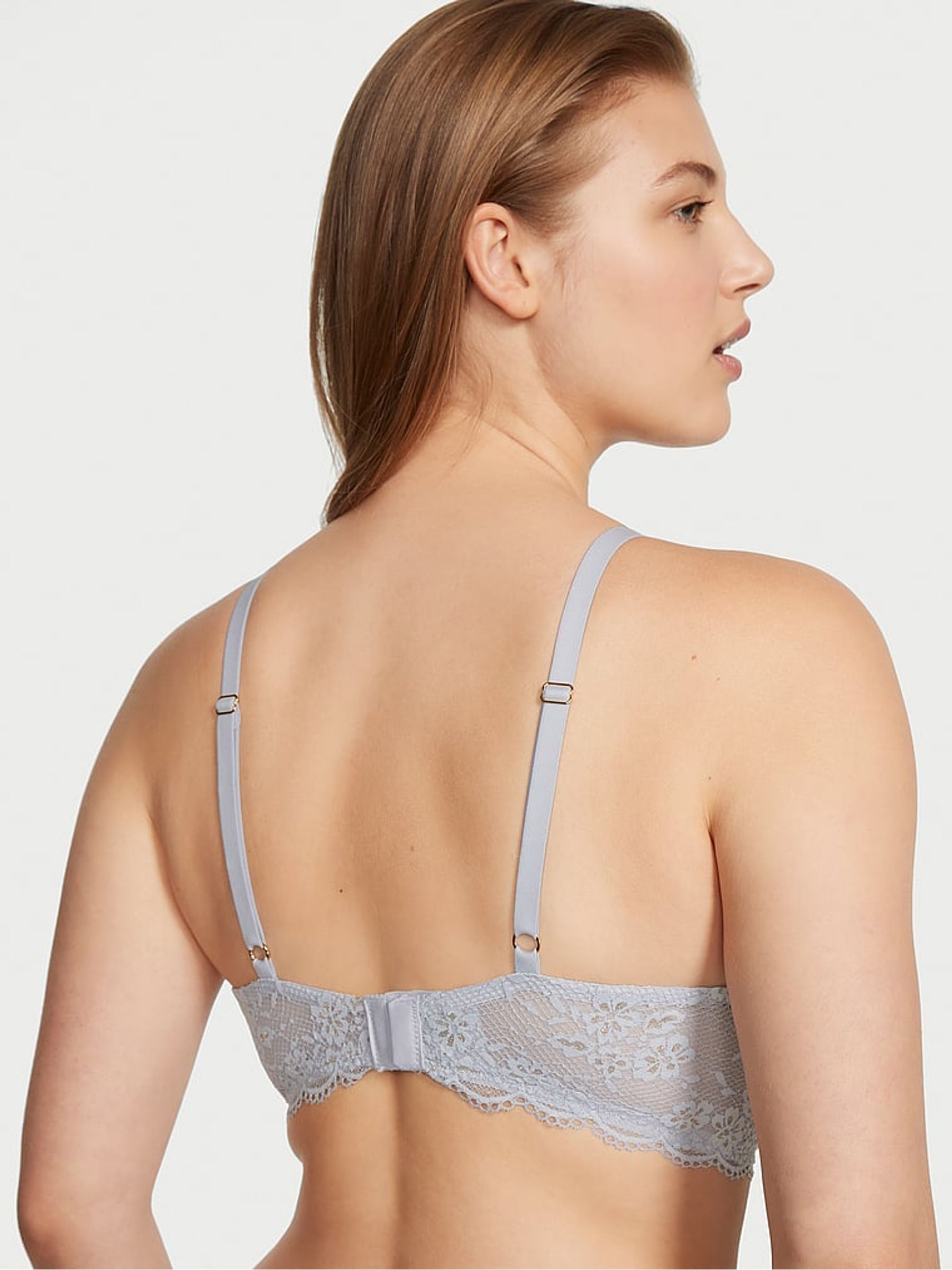 Flint Grey Lace Half Pad Plunge Bra - Image 2 of 3
