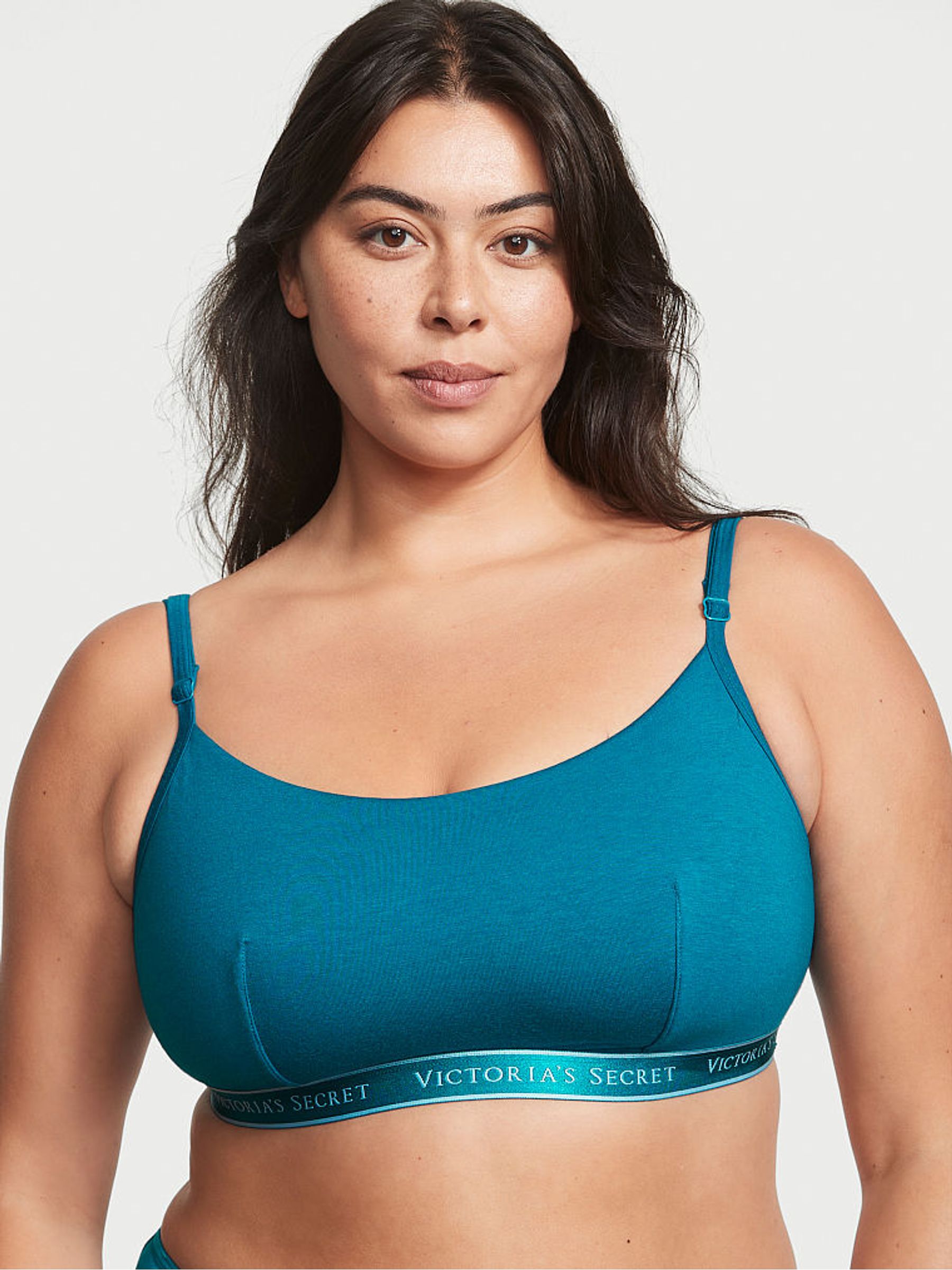 Evening Tide Blue Logo Cotton Scoop Bralette - Image 1 of 4