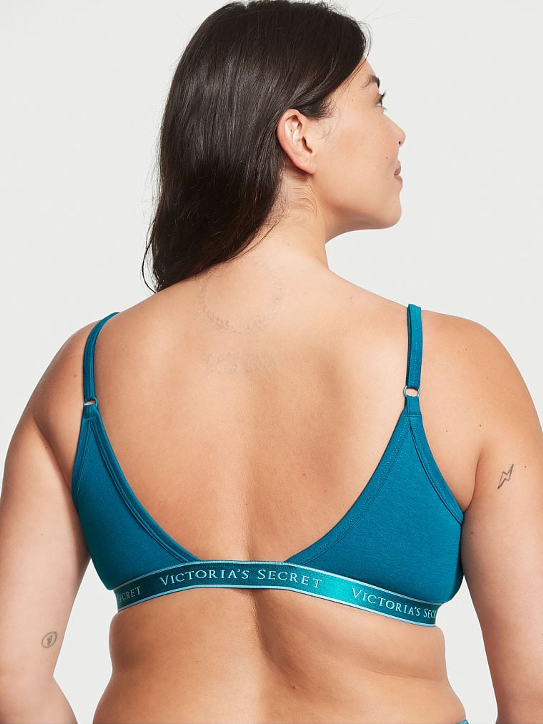 Evening Tide Blue Logo Cotton Scoop Bralette - Image 2 of 4
