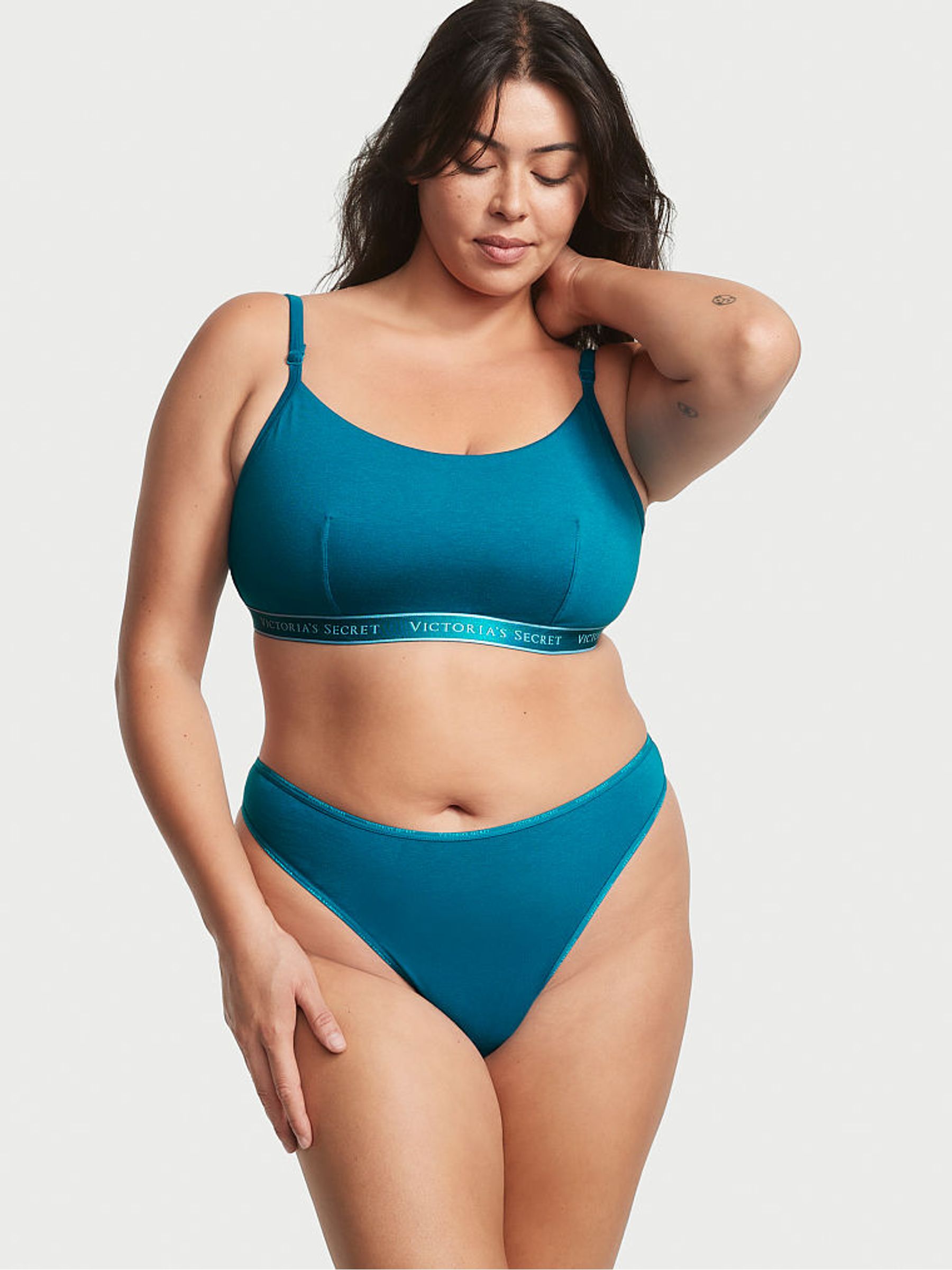 Evening Tide Blue Logo Cotton Scoop Bralette - Image 3 of 4