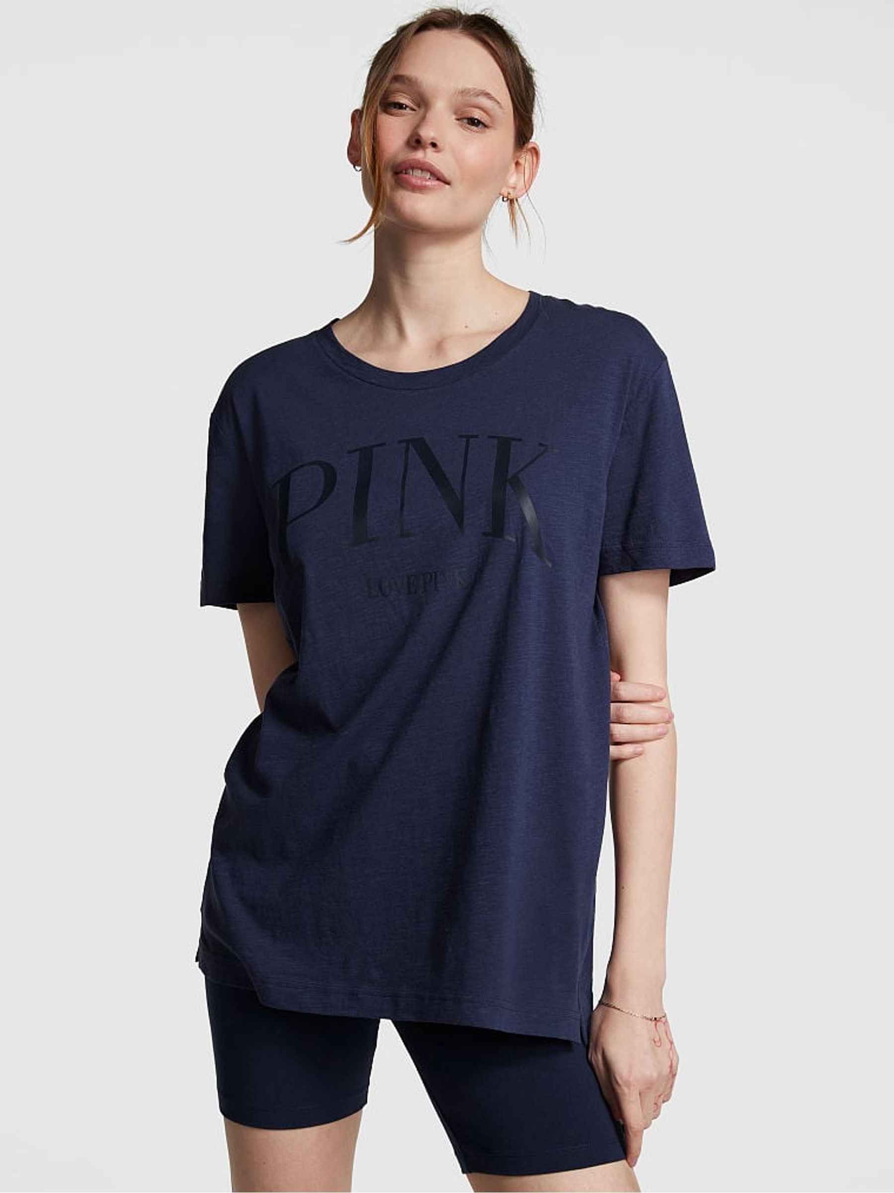 Midnight Navy Blue Short Sleeve Slub T-Shirt - Image 1 of 4