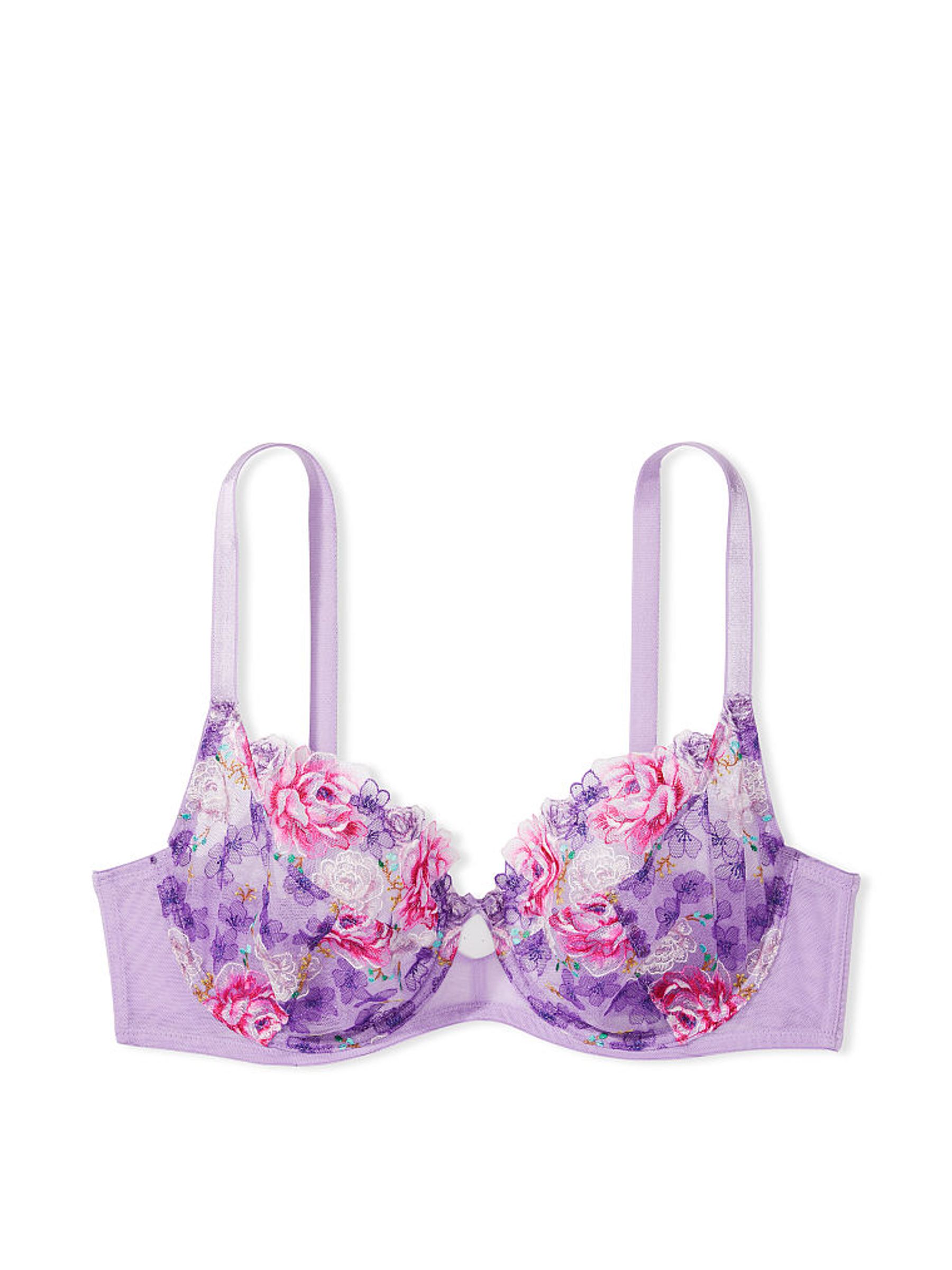 Jasmine Purple Embroidered Lace Full Cup Unlined Bra - Image 3 of 3