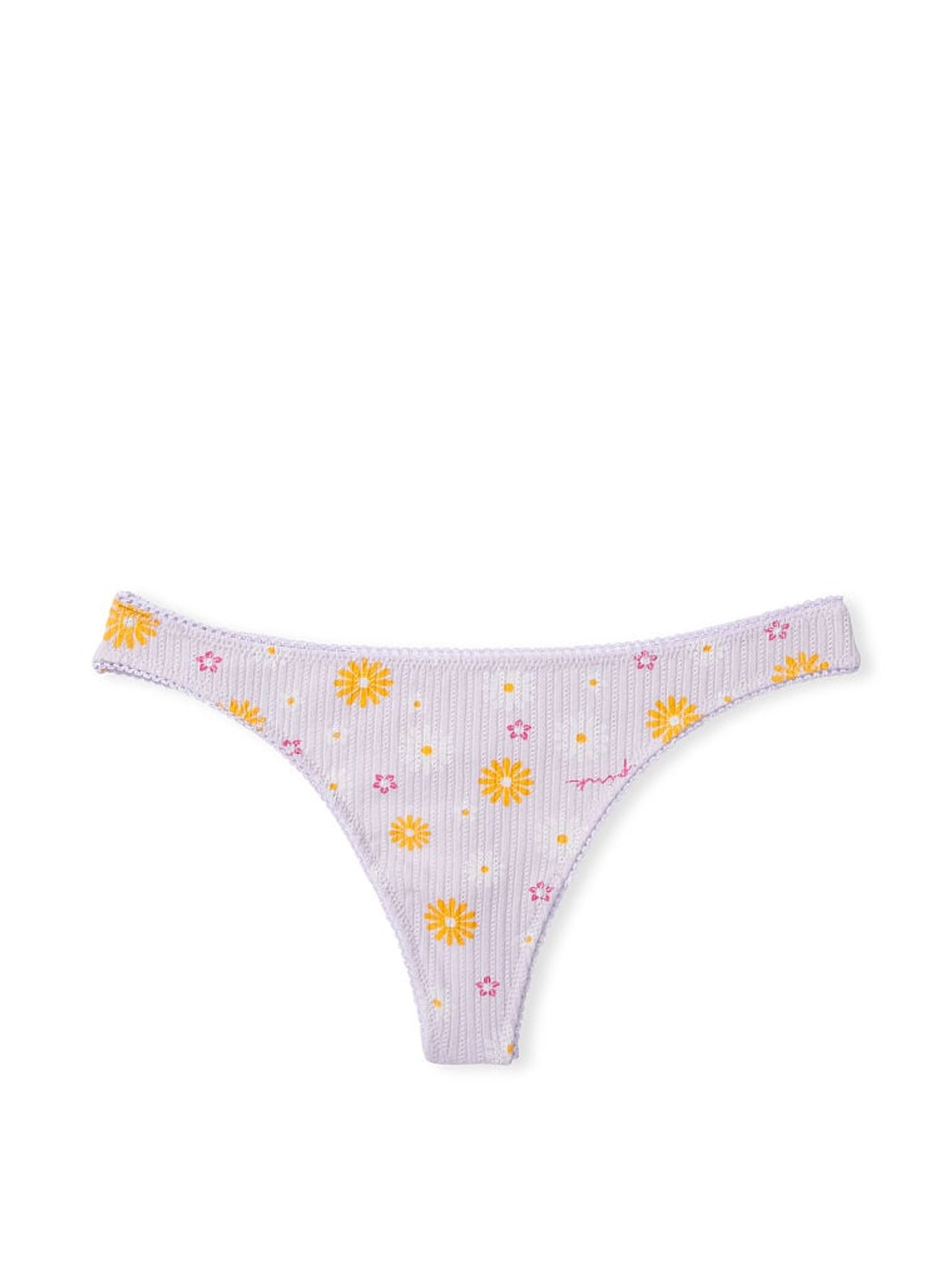 Purple Whisper Pointelle Cotton Thong Knickers - Image 1 of 1