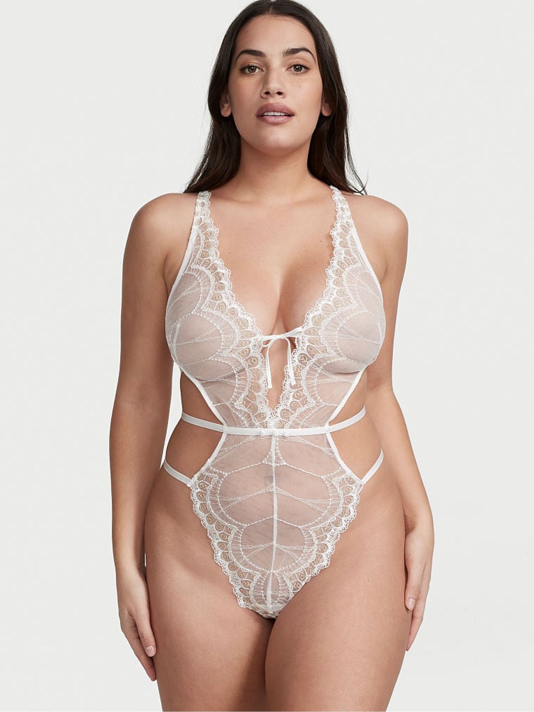 Coconut White Strappy Back Lace Body - Image 1 of 3