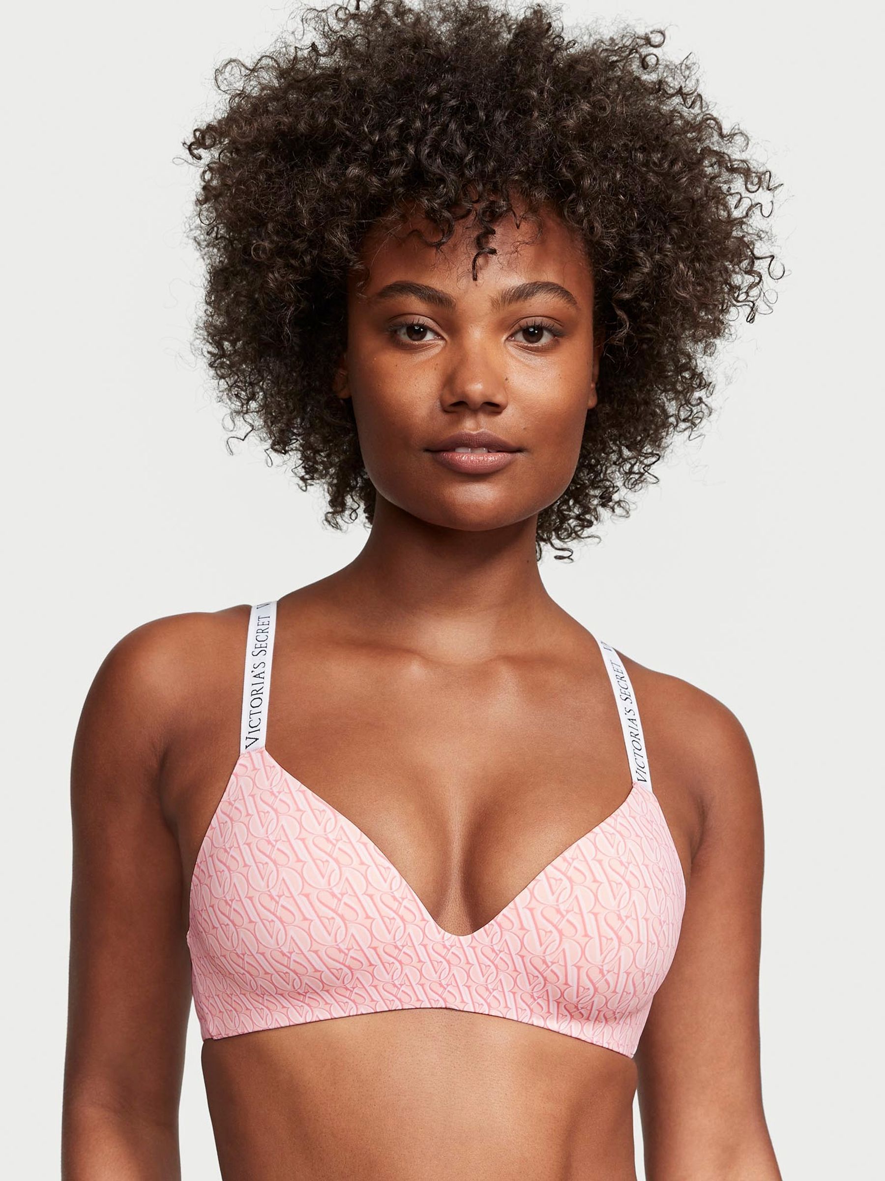 Purest Pink Geo Logo Non Wired Lightly Lined Bra - Image 1 of 3