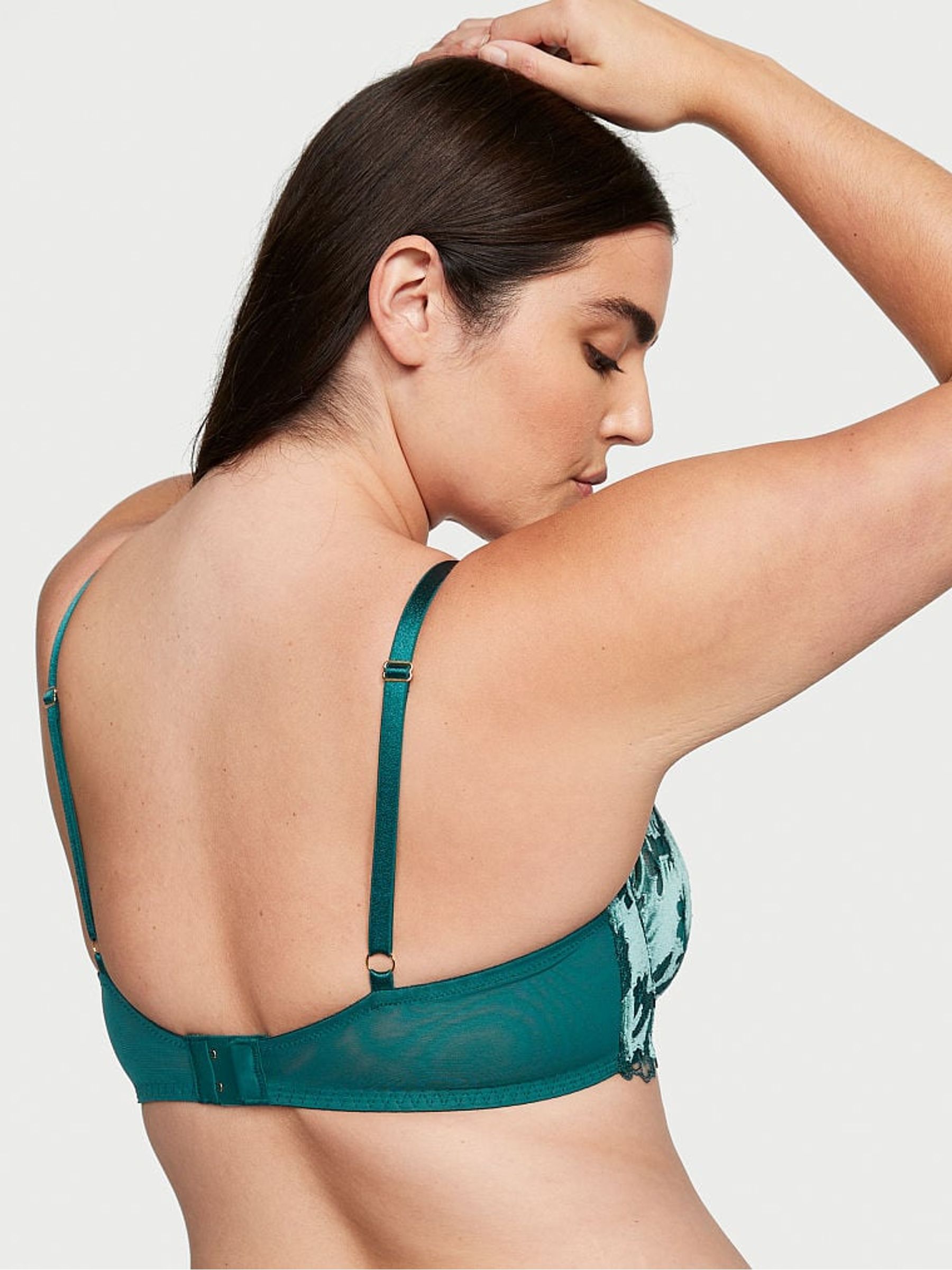 Black Ivy Green Velvet Fishnet Demi Bra - Image 2 of 3