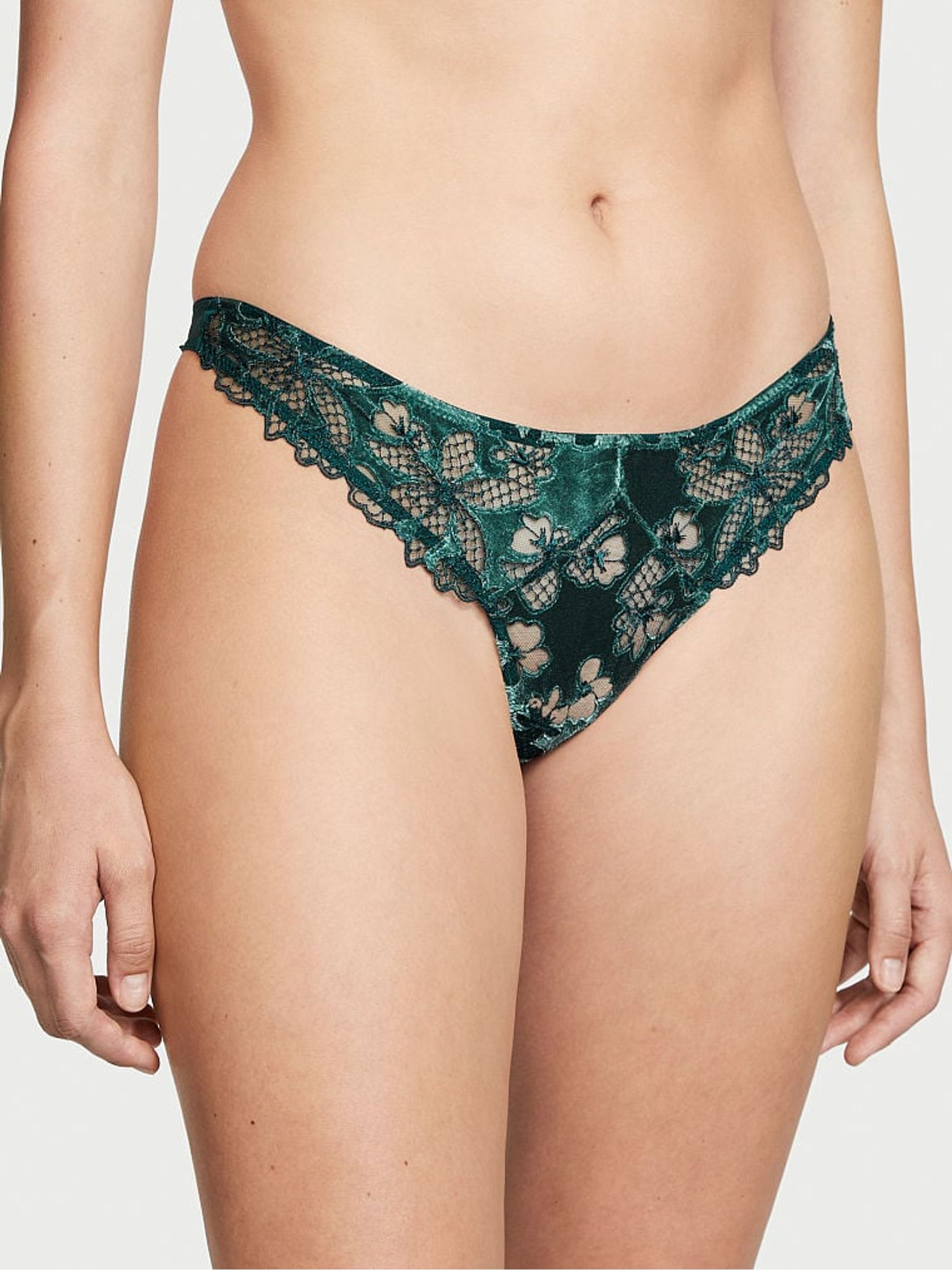 Black Velvet Thong Knickers - Image 1 of 3
