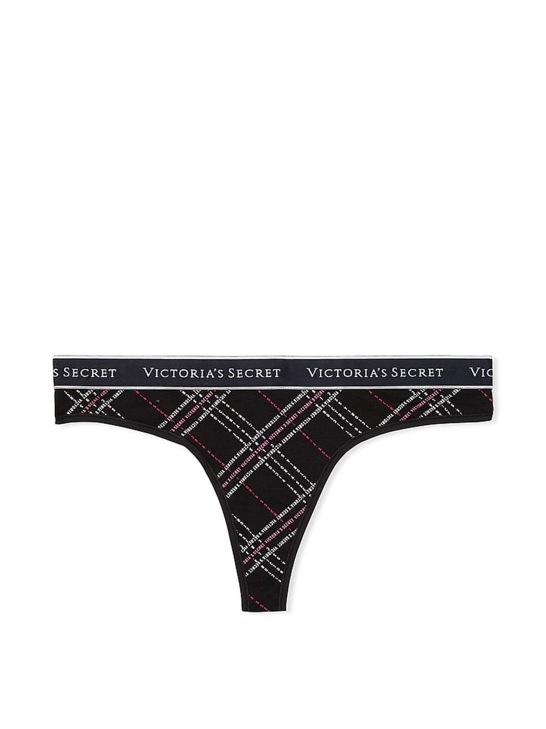 Black Logo Plaid Thong Logo Knickers - Image 3 of 3