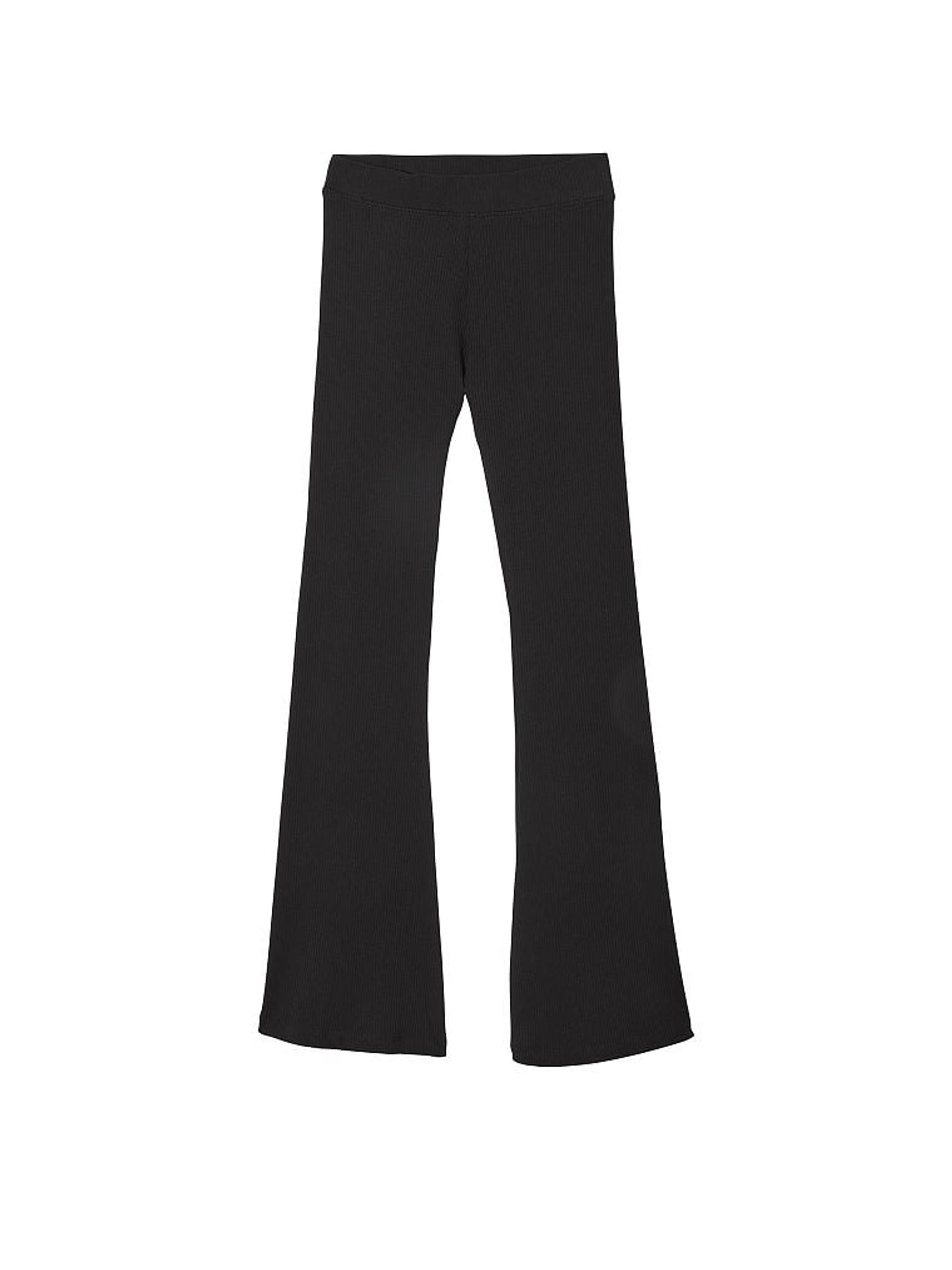 Pure Black Ribbed Flare Legging - Image 3 of 3