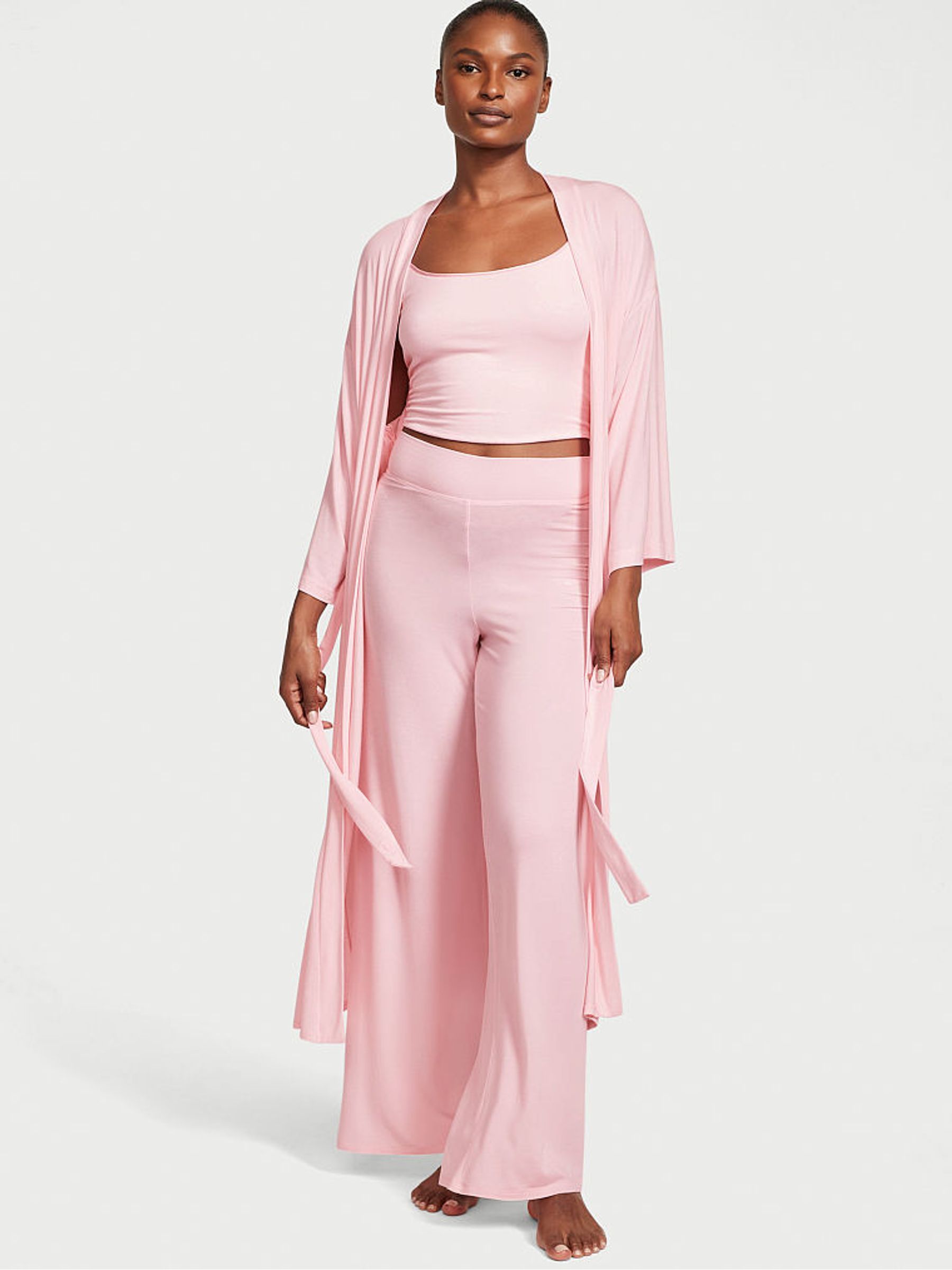 Pretty Blossom Pink Modal Long Pyjamas - Image 1 of 3