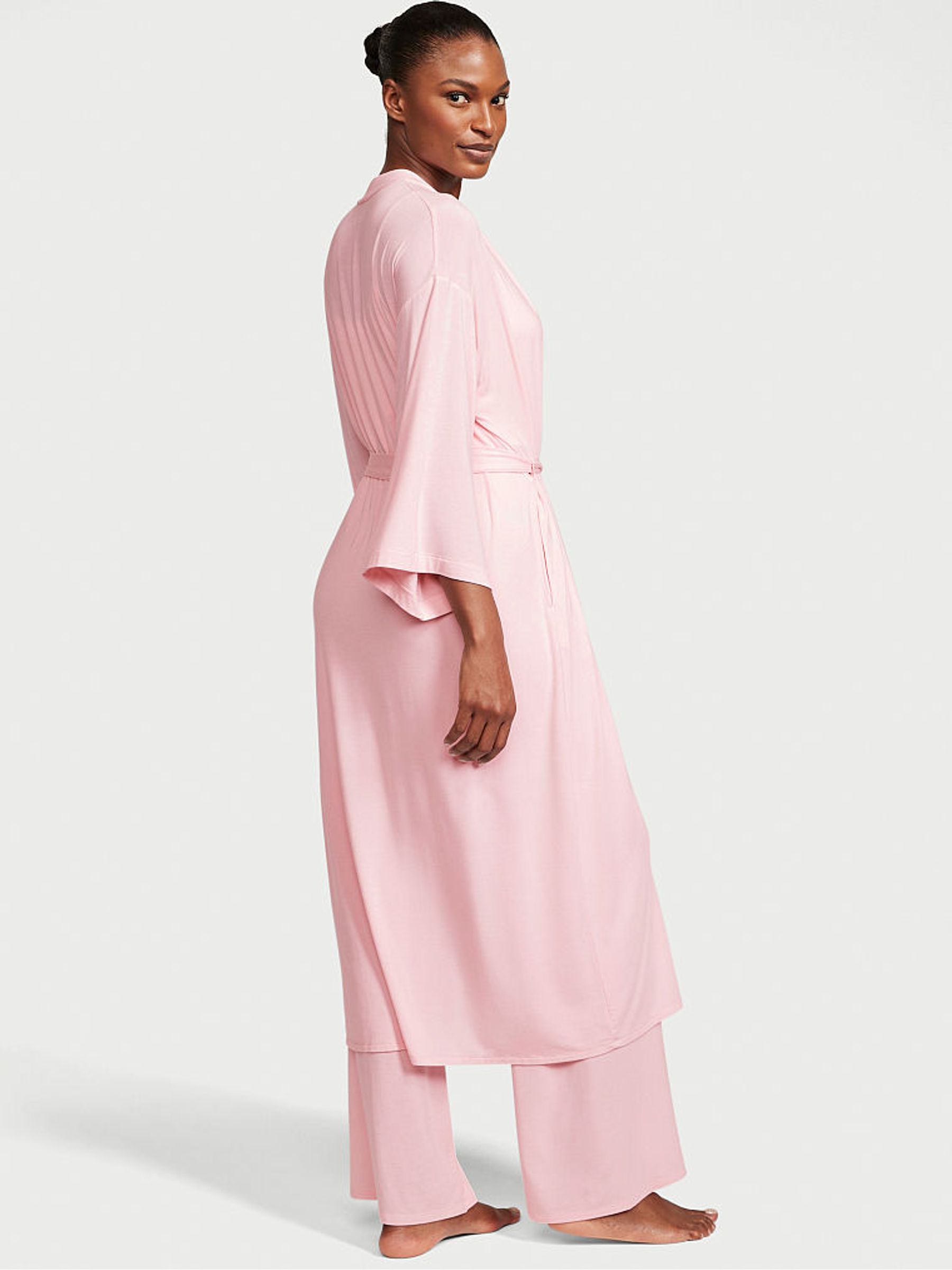 Pretty Blossom Pink Modal Long Pyjamas - Image 2 of 3