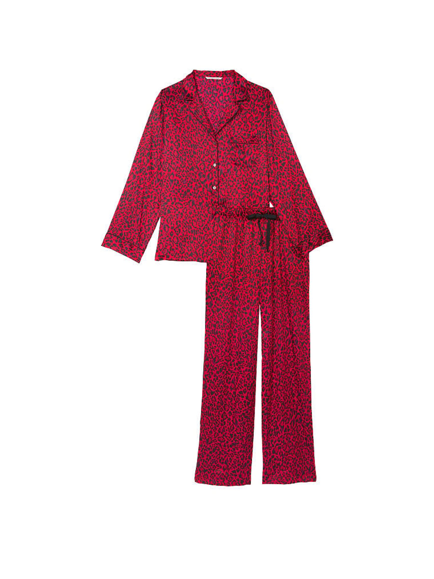 Lipstick Red Leopard Satin Long Pyjamas - Image 3 of 3