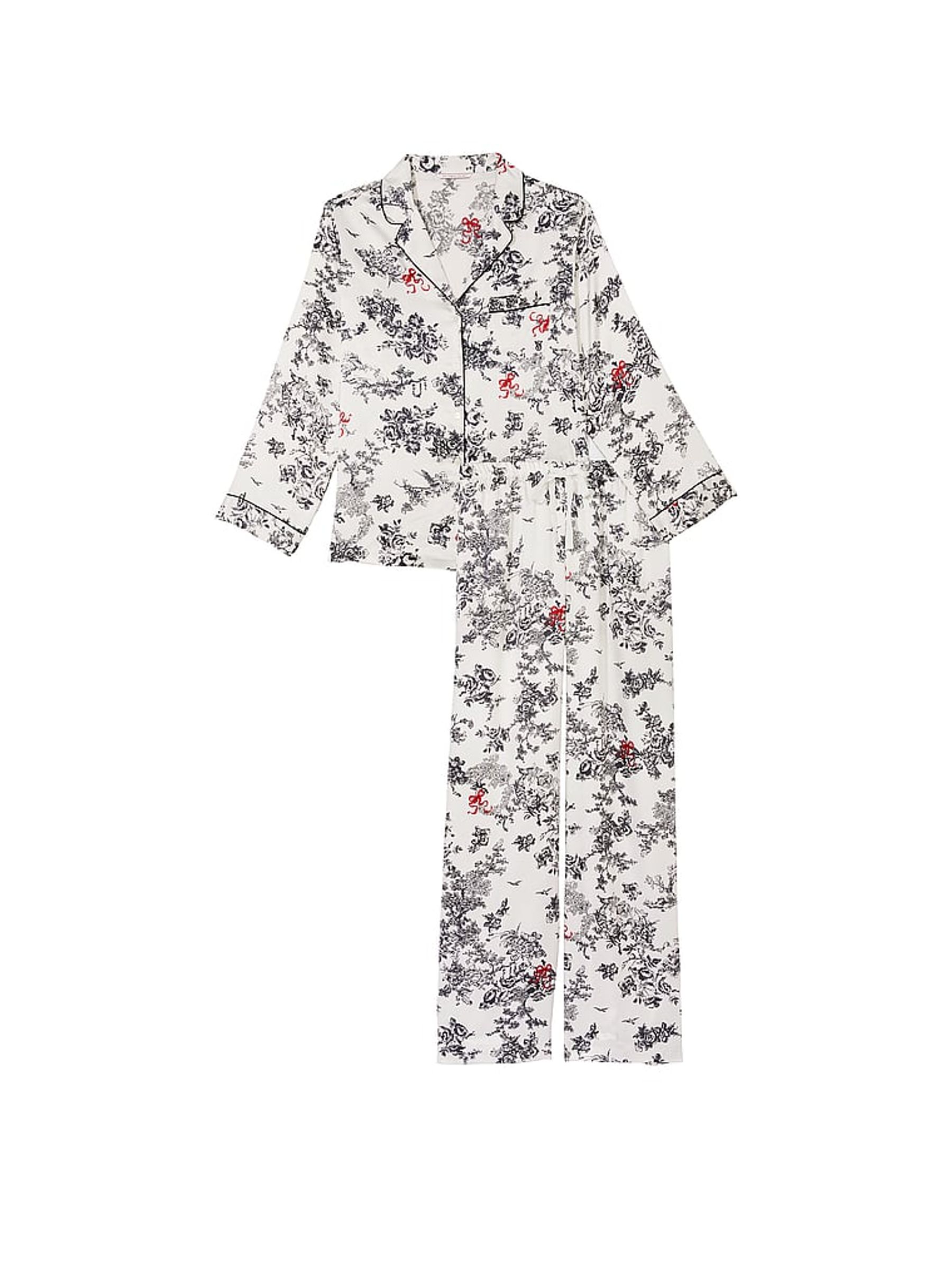 White Porcelain Toile Satin Long Pyjamas - Image 2 of 2