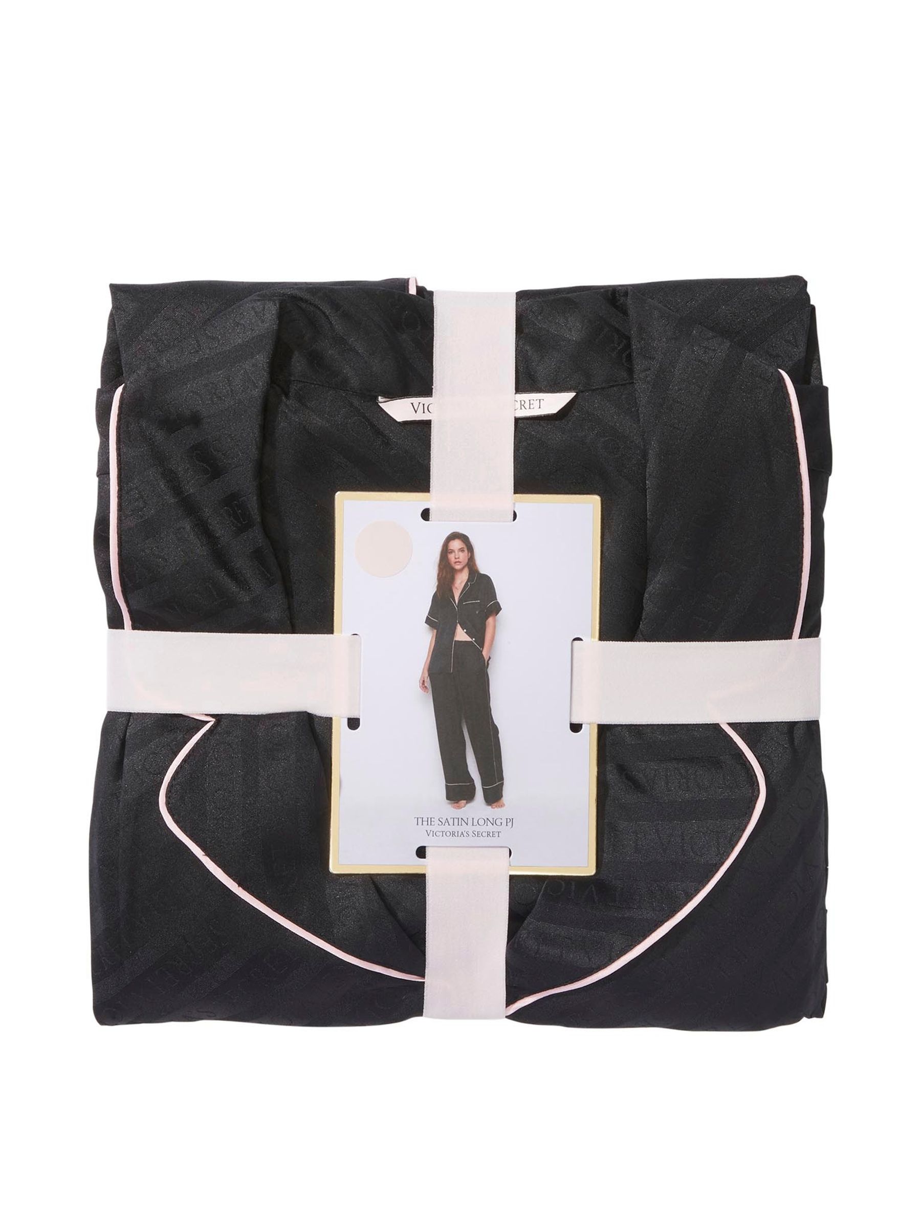 Black Short Sleeve Satin Long Pyjamas - Image 4 of 4
