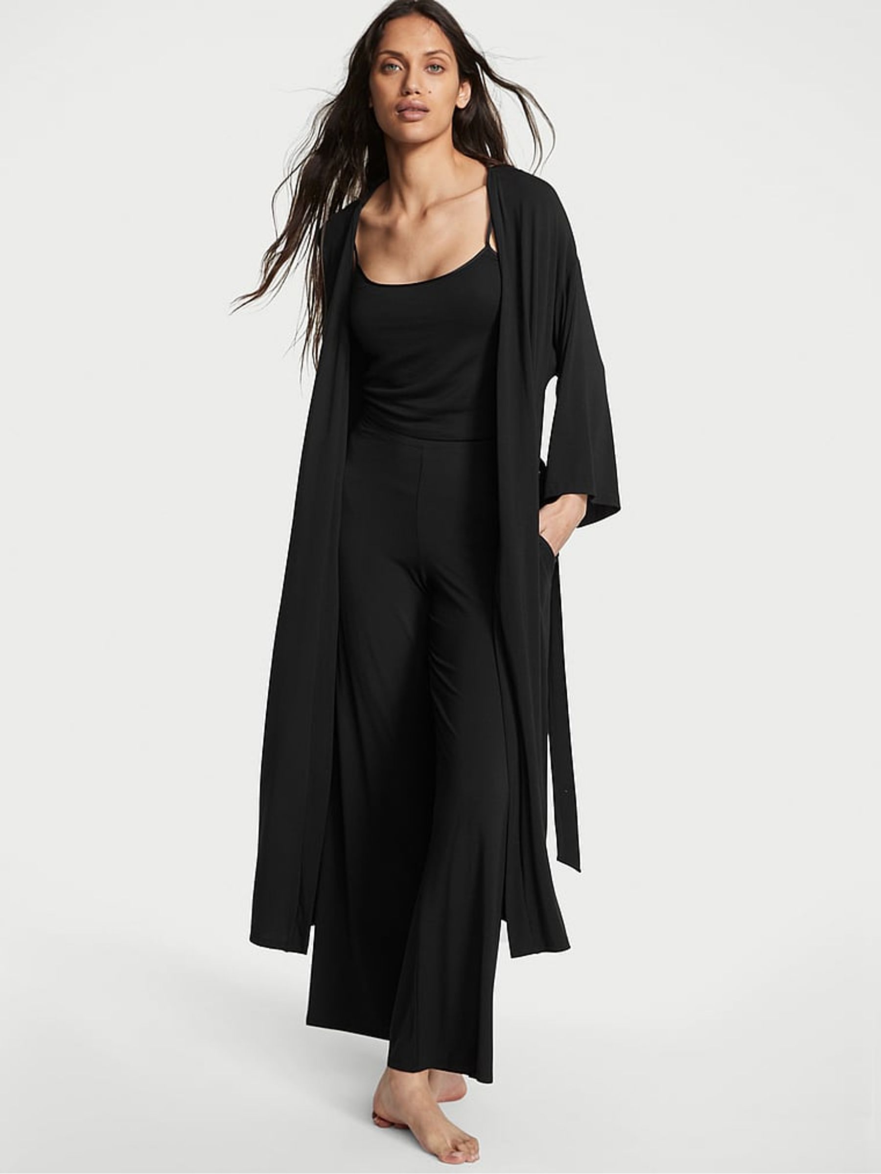 Black Modal Long Pyjamas - Image 1 of 3