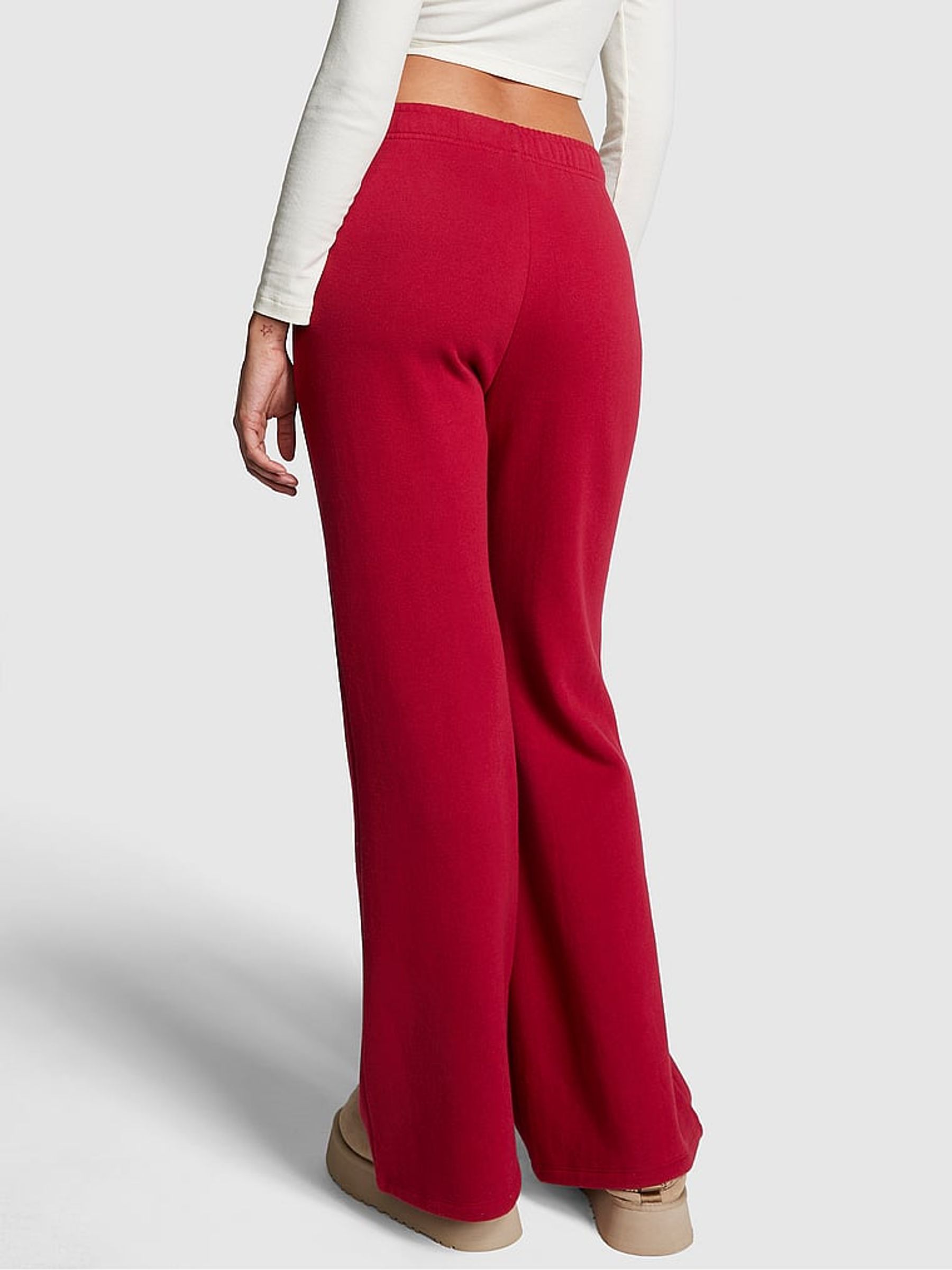 Red Laquer Fleece Flare Jogger - Image 2 of 4