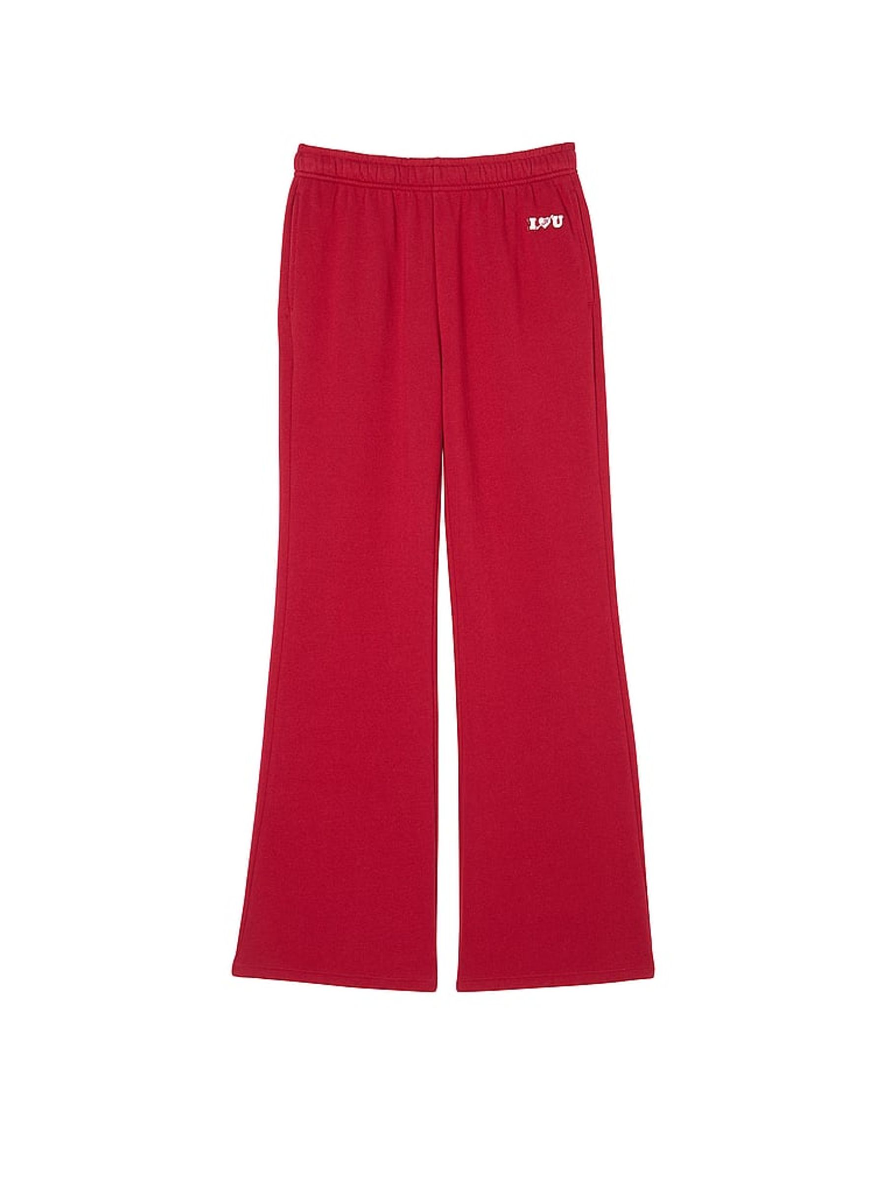 Red Laquer Fleece Flare Jogger - Image 3 of 4