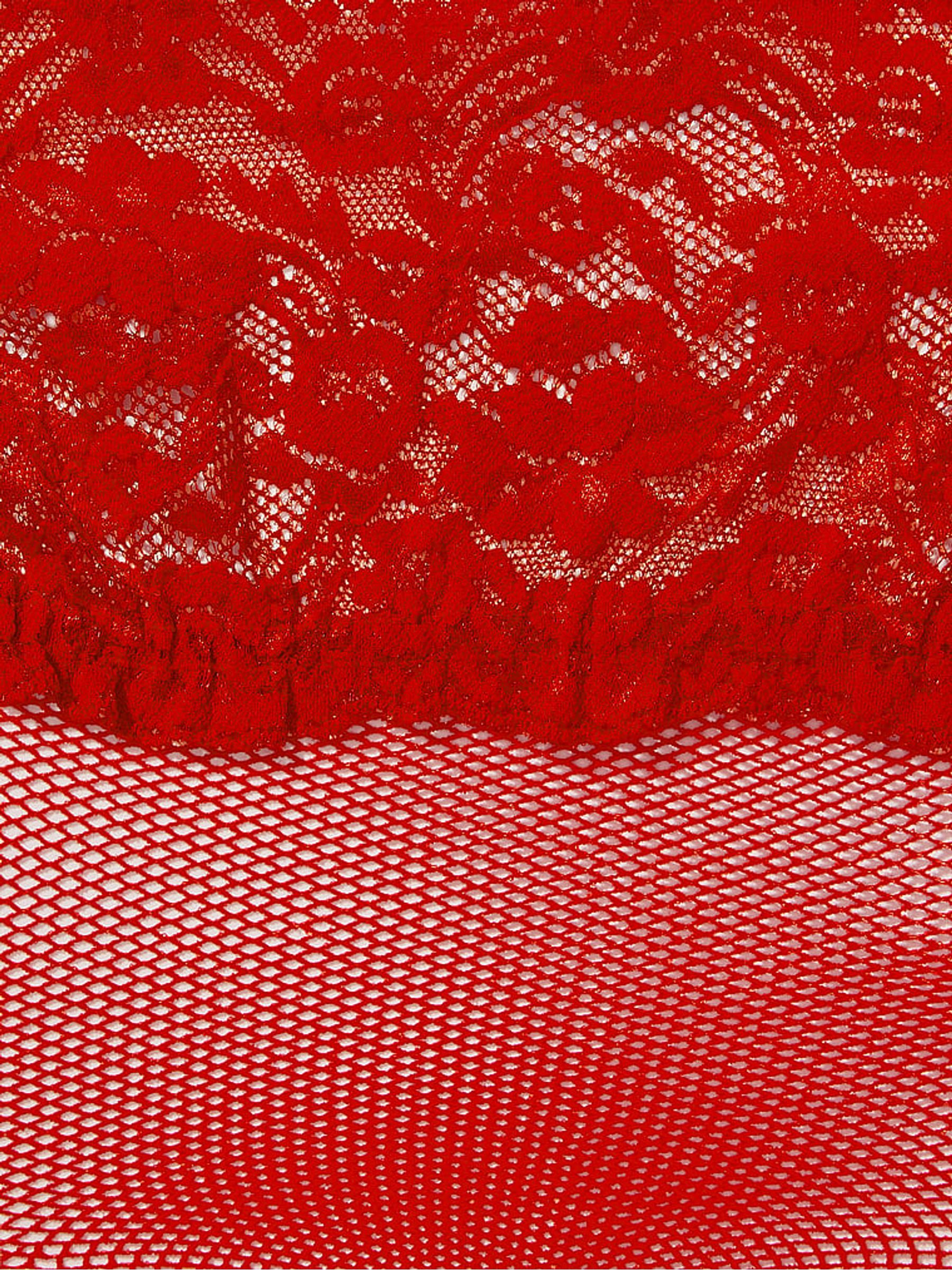 Lipstick Red Lace Lace Top Fishnet Stockings - Image 2 of 2