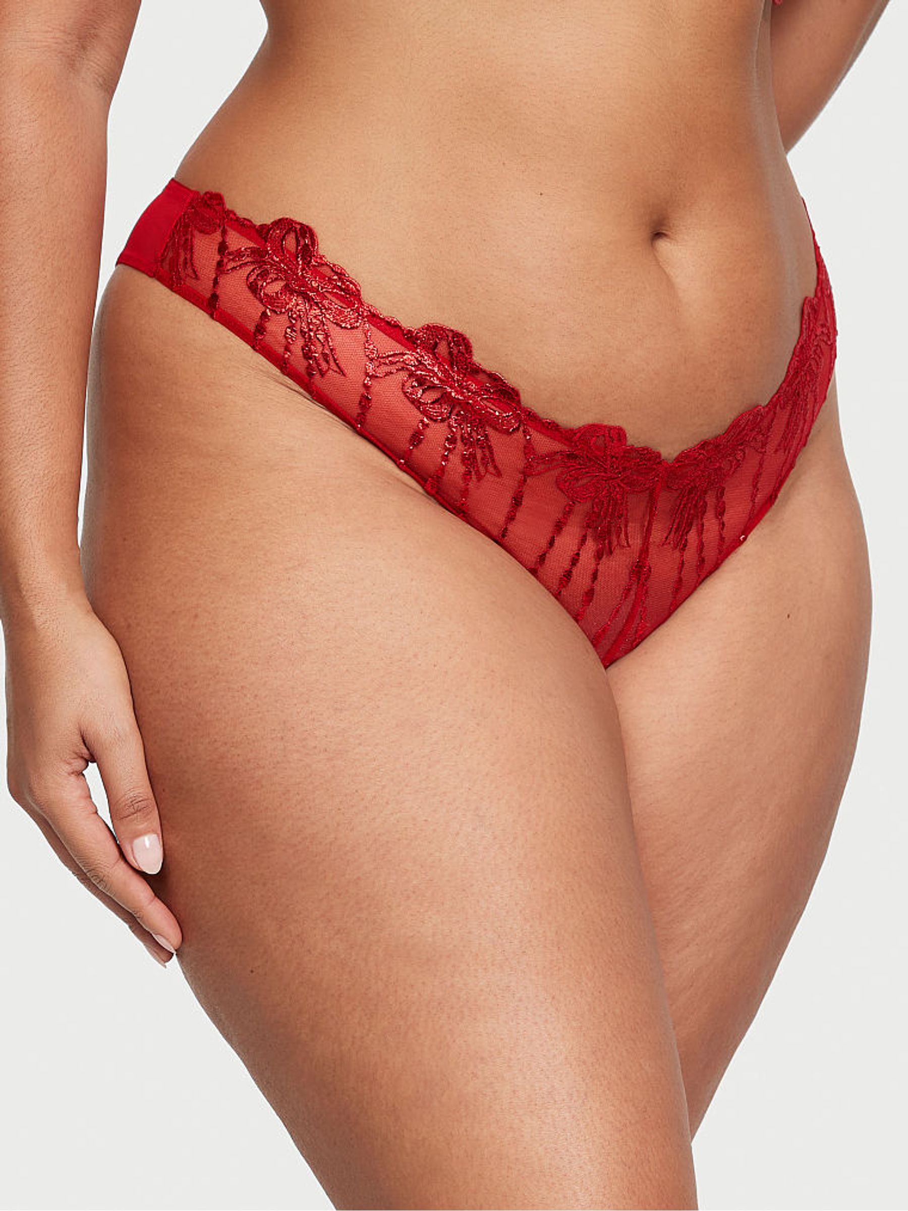 Lipstick Embroidery Red Brazilian Knickers - Image 1 of 3