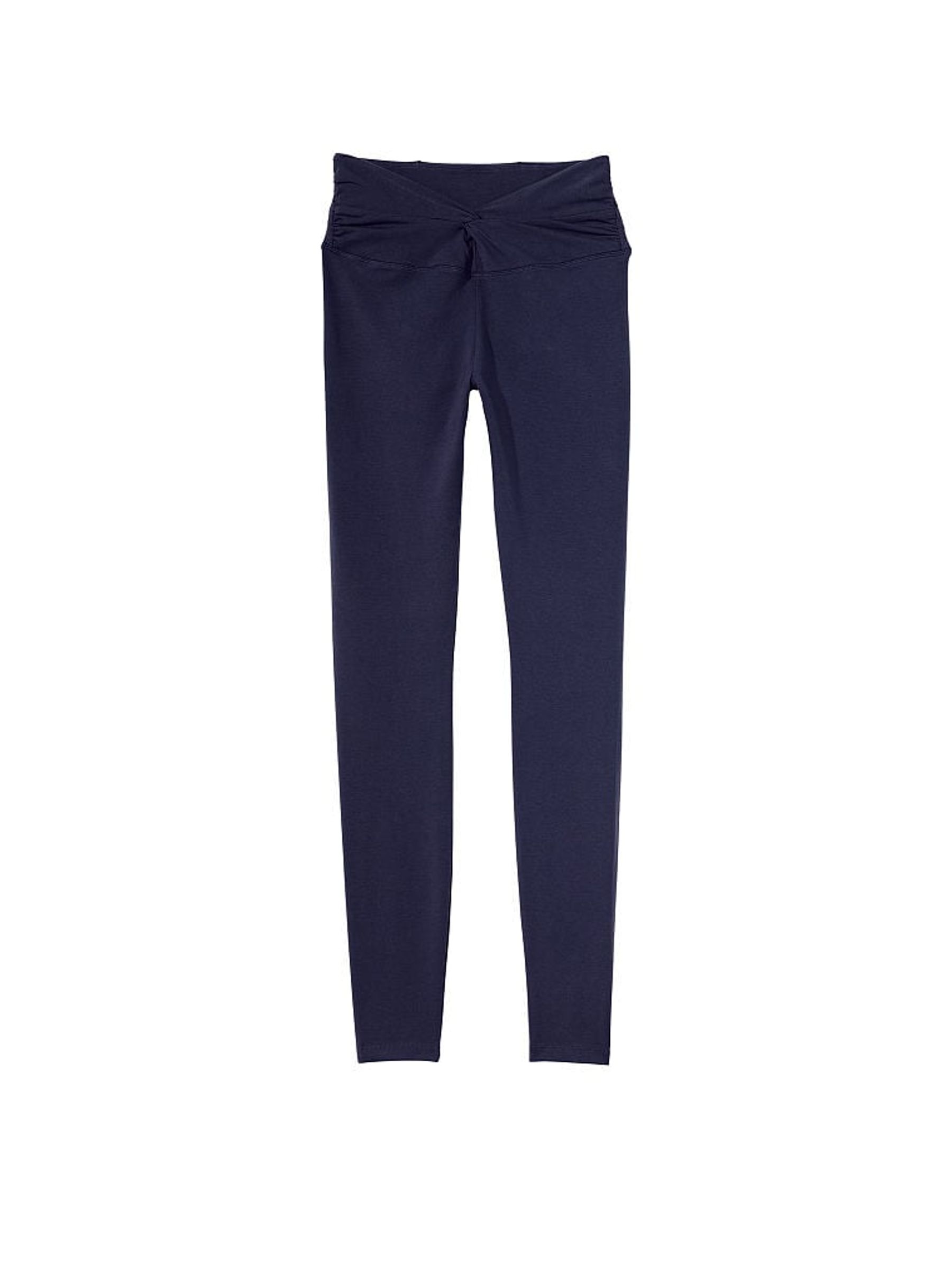 Midnight Navy Blue Cotton Twist Waist Full Length Leggings - Image 3 of 3