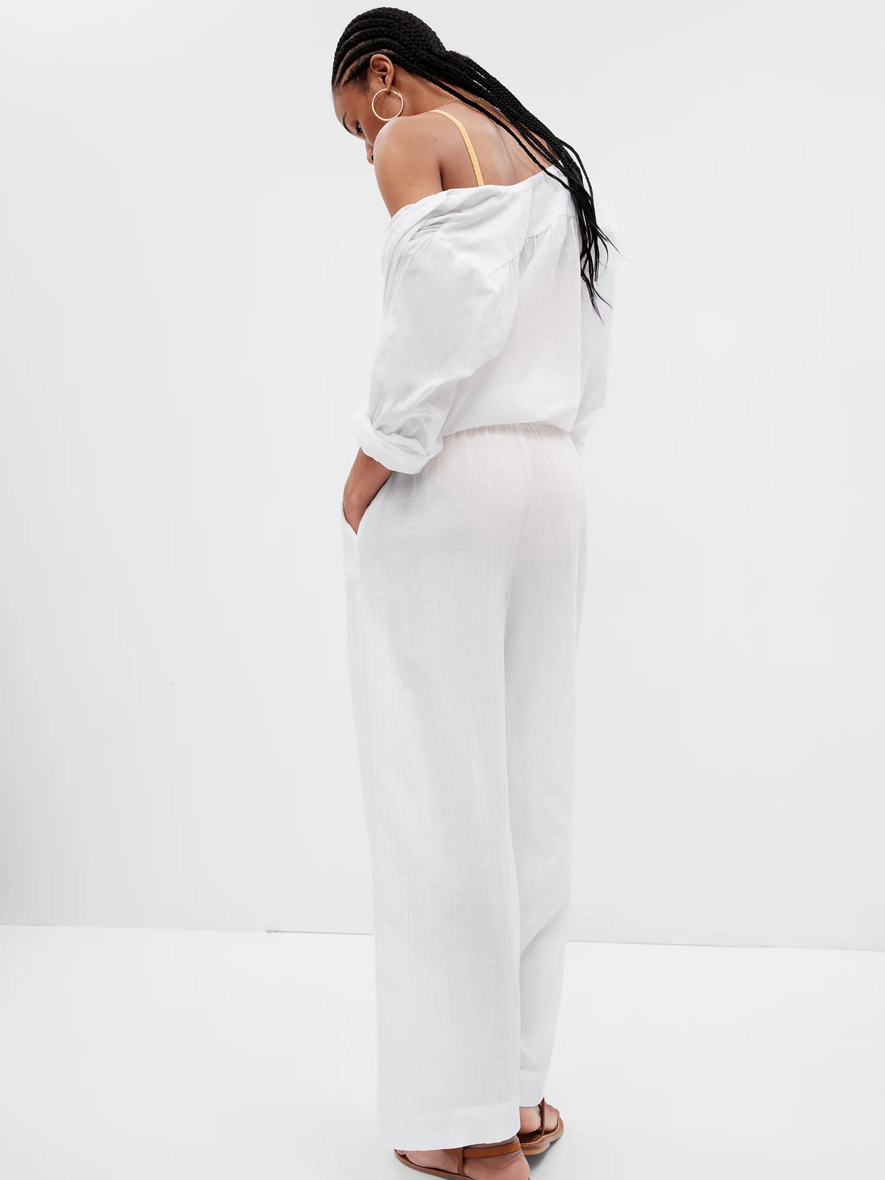 White Airy Wide-Leg Trousers - Image 2 of 2