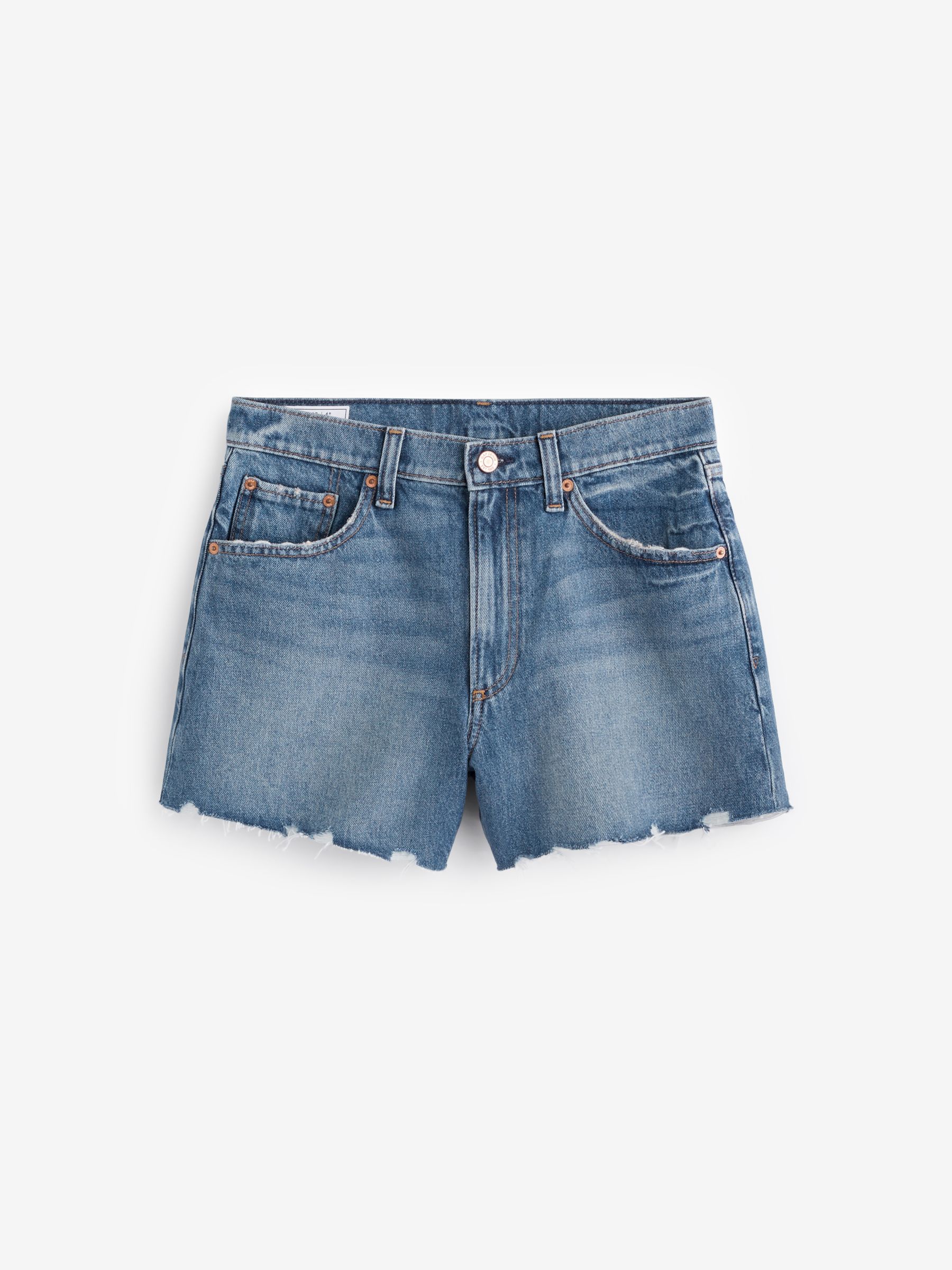 Mid Wash Blue High Rise Denim Shorts - Image 6 of 6