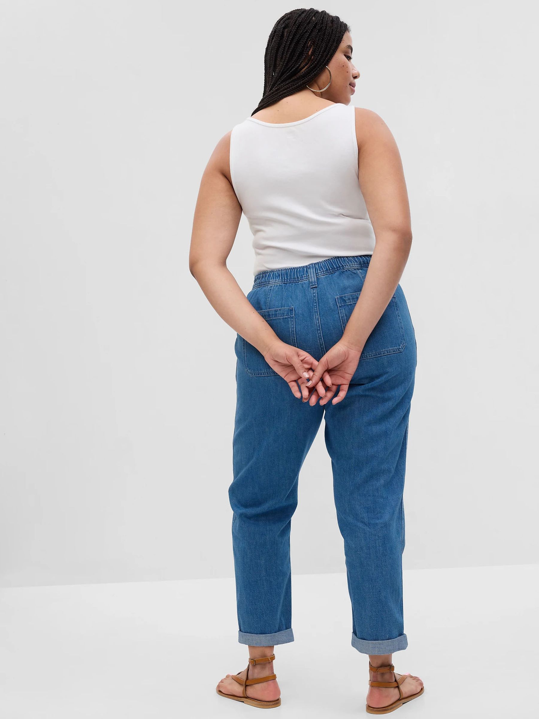 Blue Mid Rise Pull On Easy Jeans - Image 4 of 6