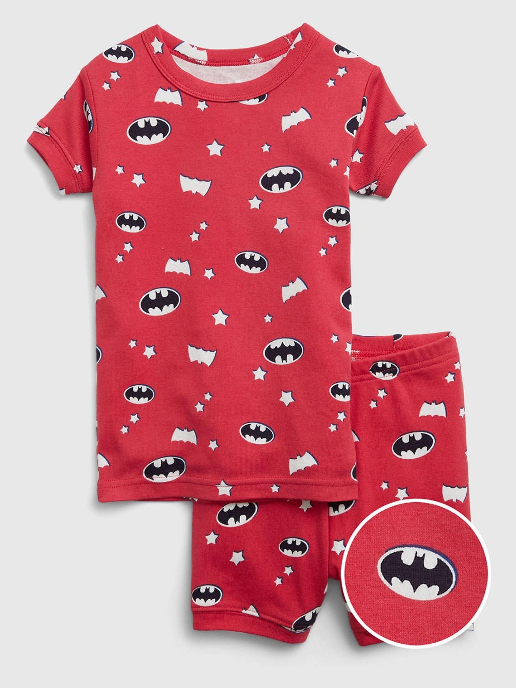 Red Organic Cotton Batman Short Sleeve Pyjama Shorts Set - Image 1 of 1