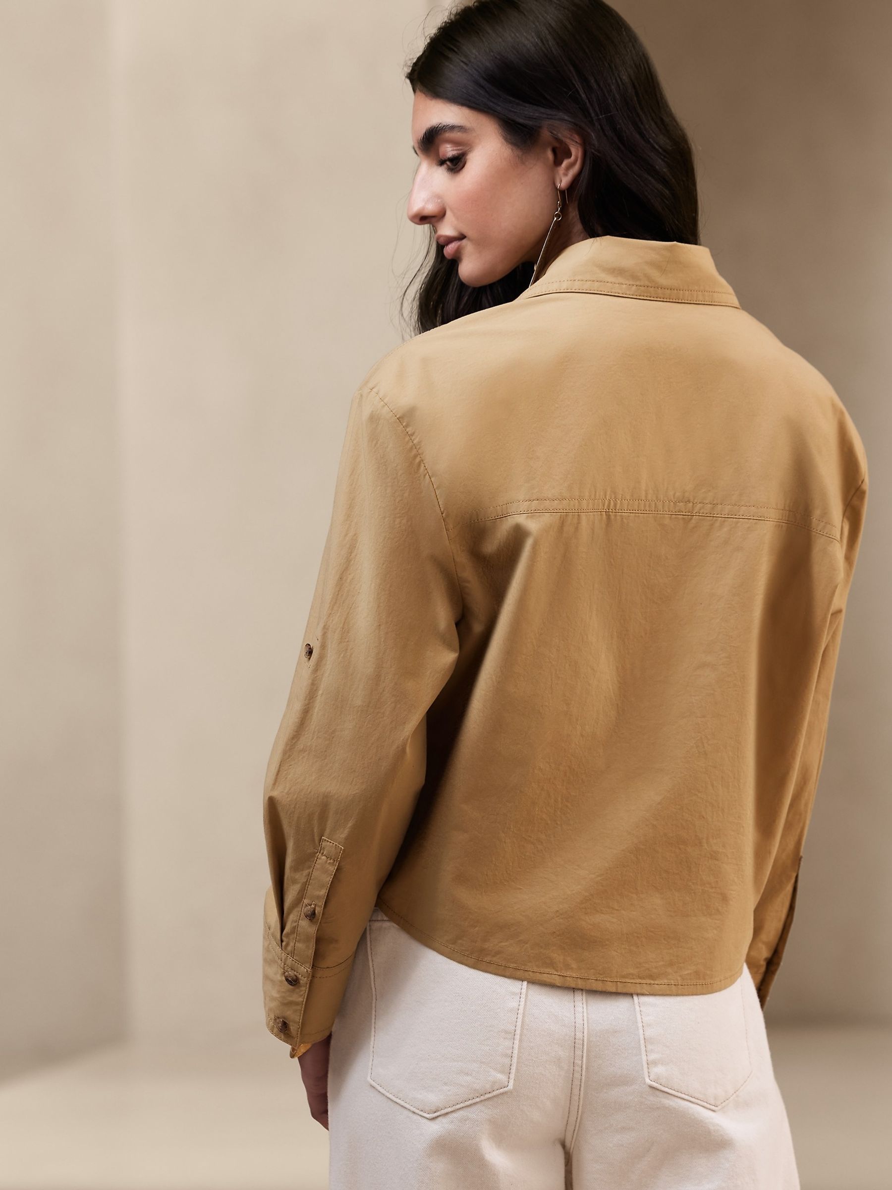 Banana Republic Beige Tessa Oversized Utility Shirt - Image 2 of 3 Banana Republic Beige Tessa Oversized Utility Shirt - Image 2 of 3