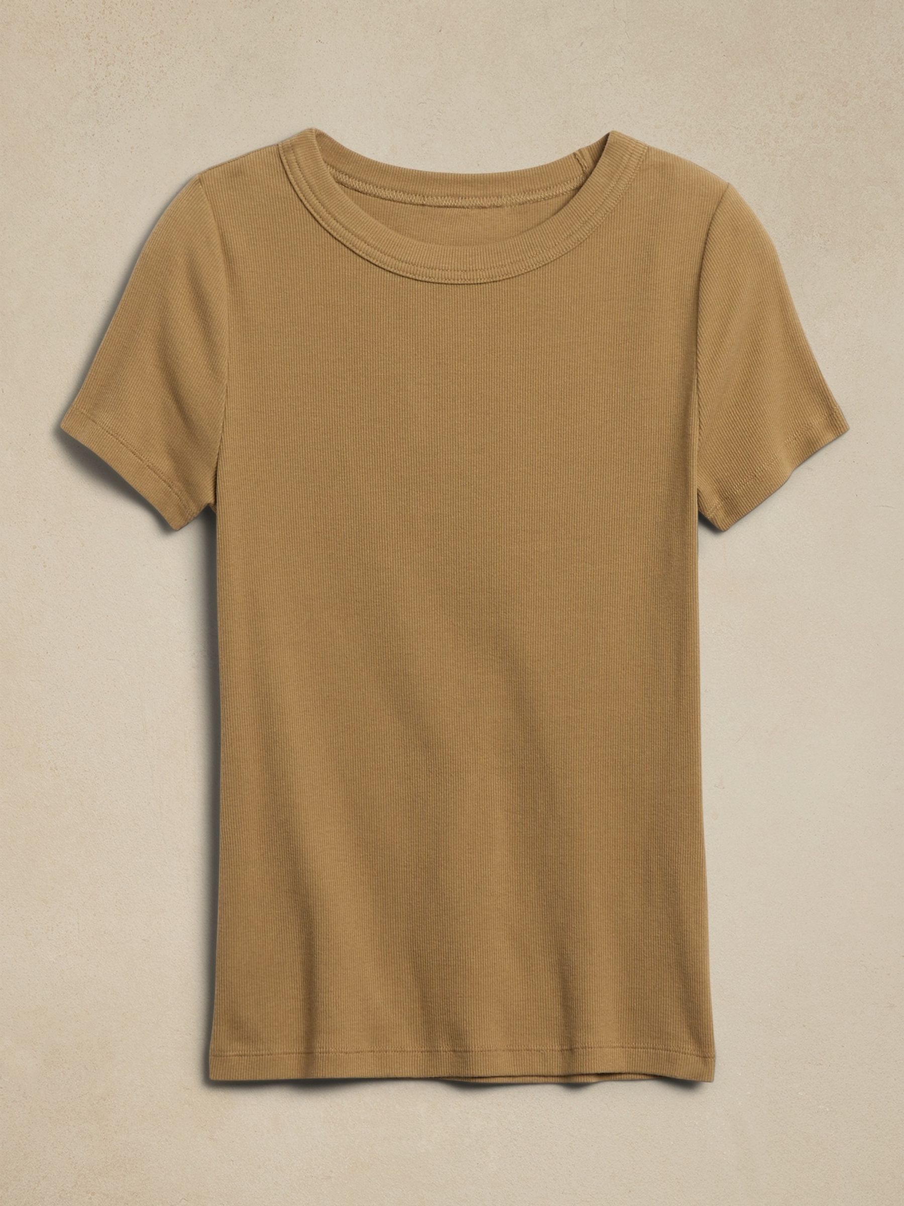 Banana Republic Brown Ribbed Shrunken T-Shirt - Image 4 of 4