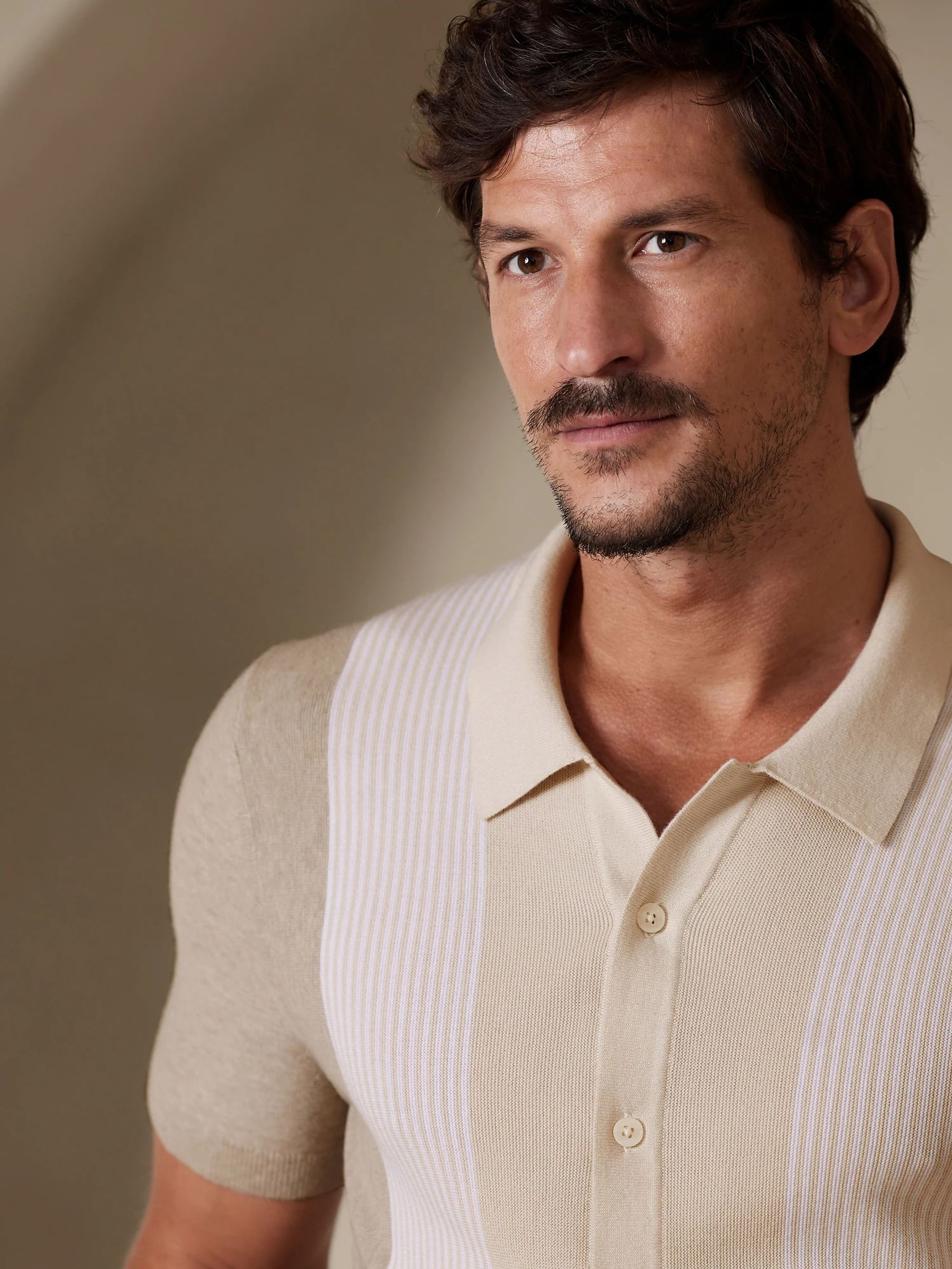 Banana Republic White Philippe Sweater Polo Shirt - Image 3 of 5