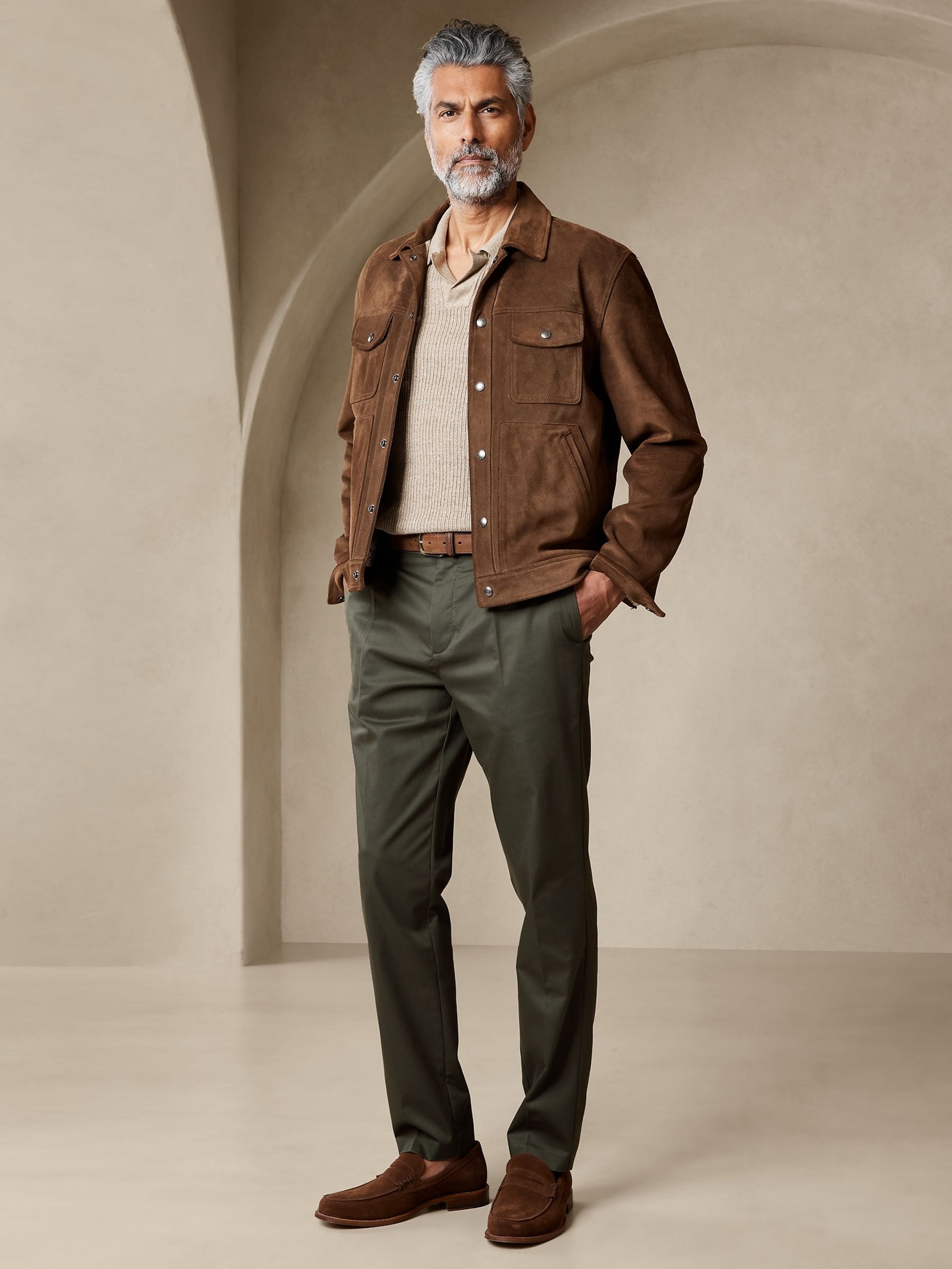 Banana Republic Green Pleated Core Temp Pant - Image 1 of 4