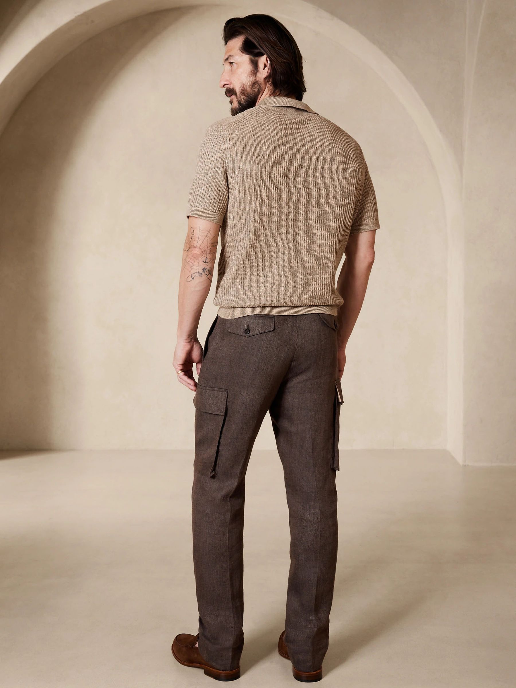 Banana Republic Brown Linen Cargo Dress Trousers - Image 2 of 4